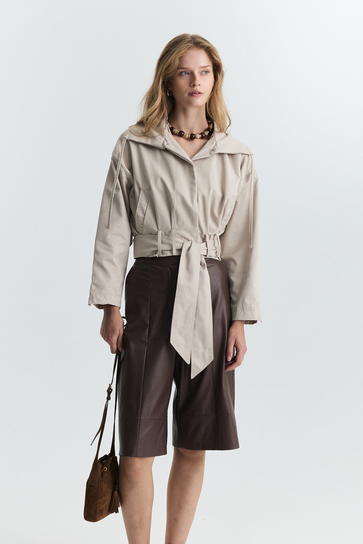 Short Trench Coat with a Belt