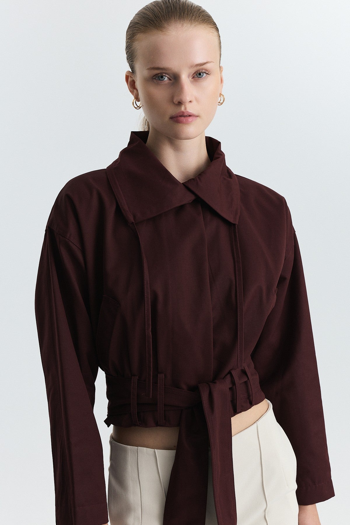 Short Trench Coat with a Belt