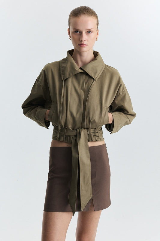 Short Trench Coat with a Belt