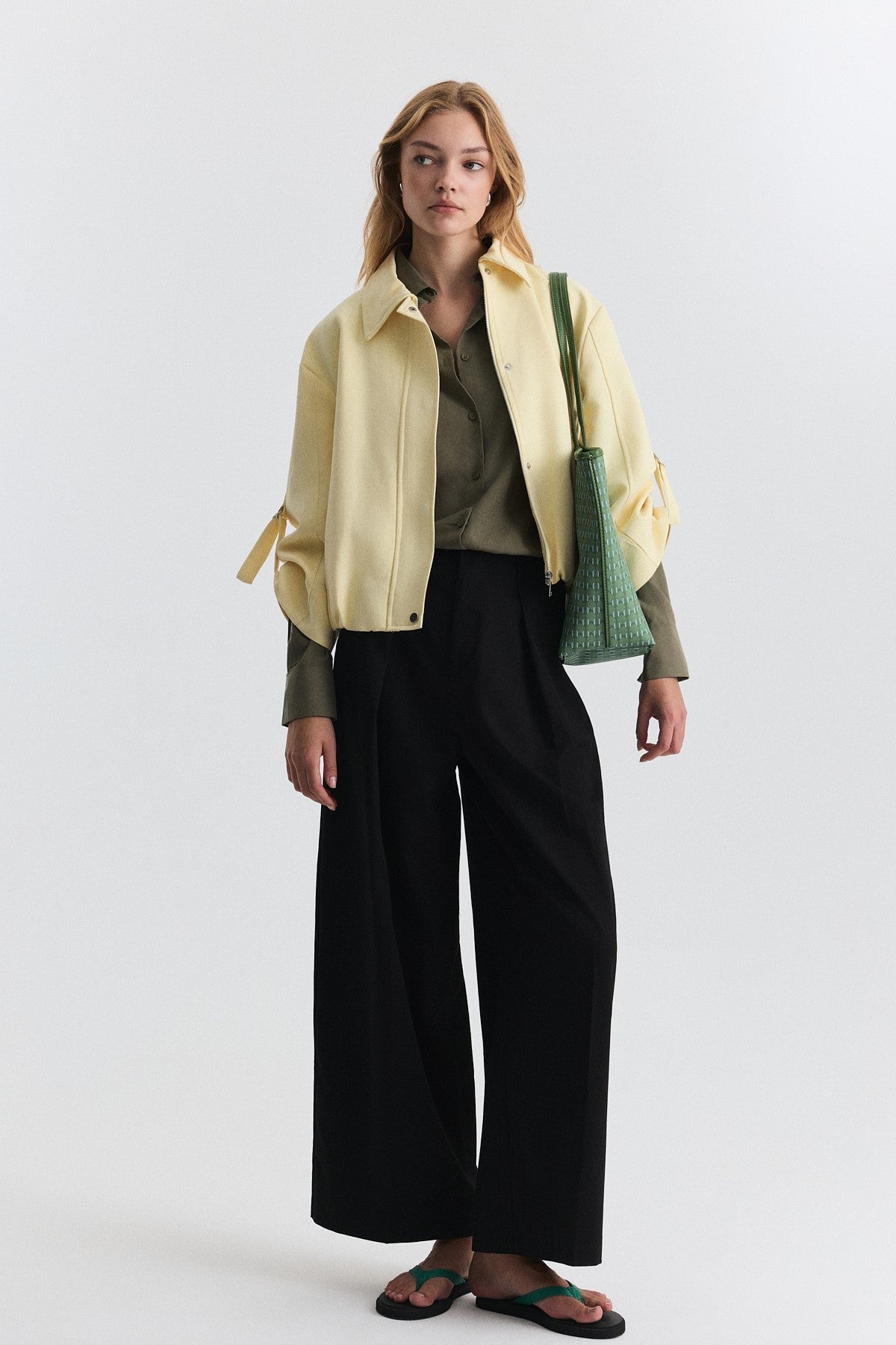 Waist-Elasticated Bomber Jacket