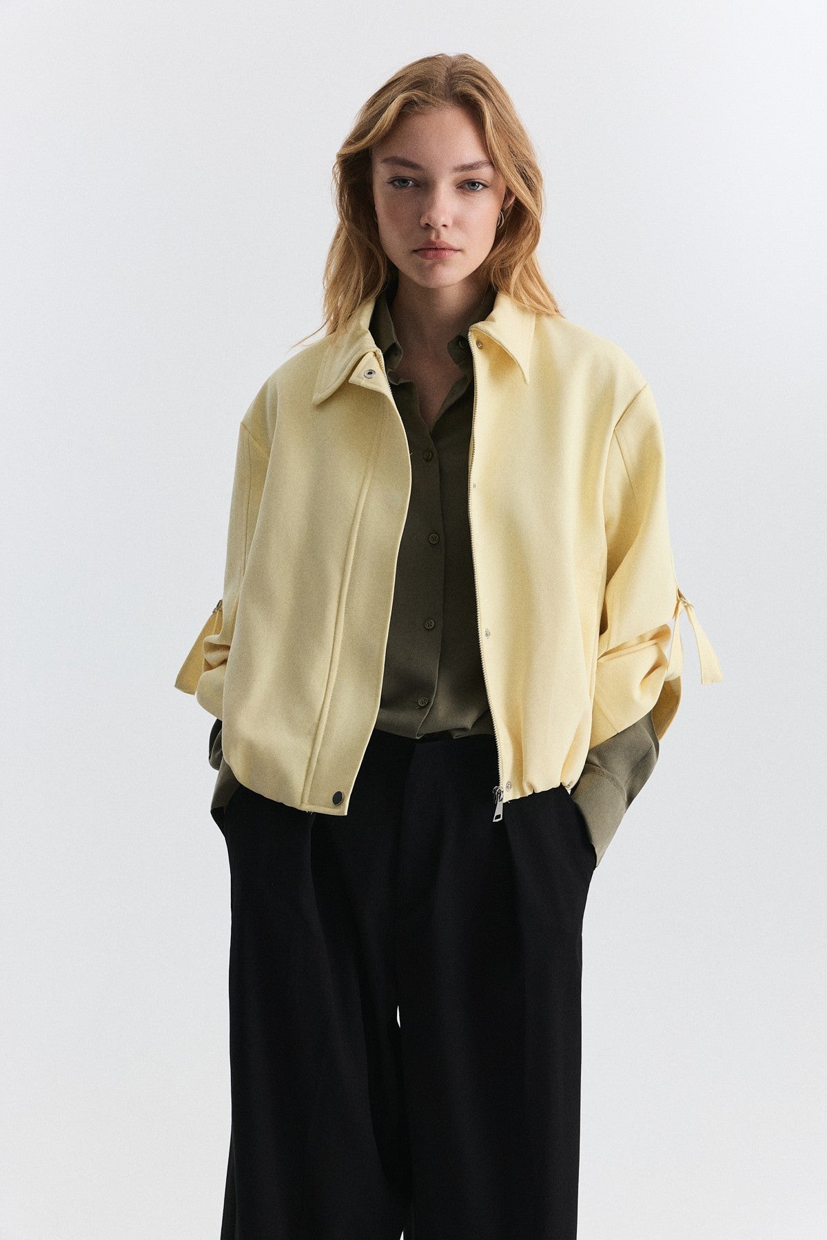 Waist-Elasticated Bomber Jacket