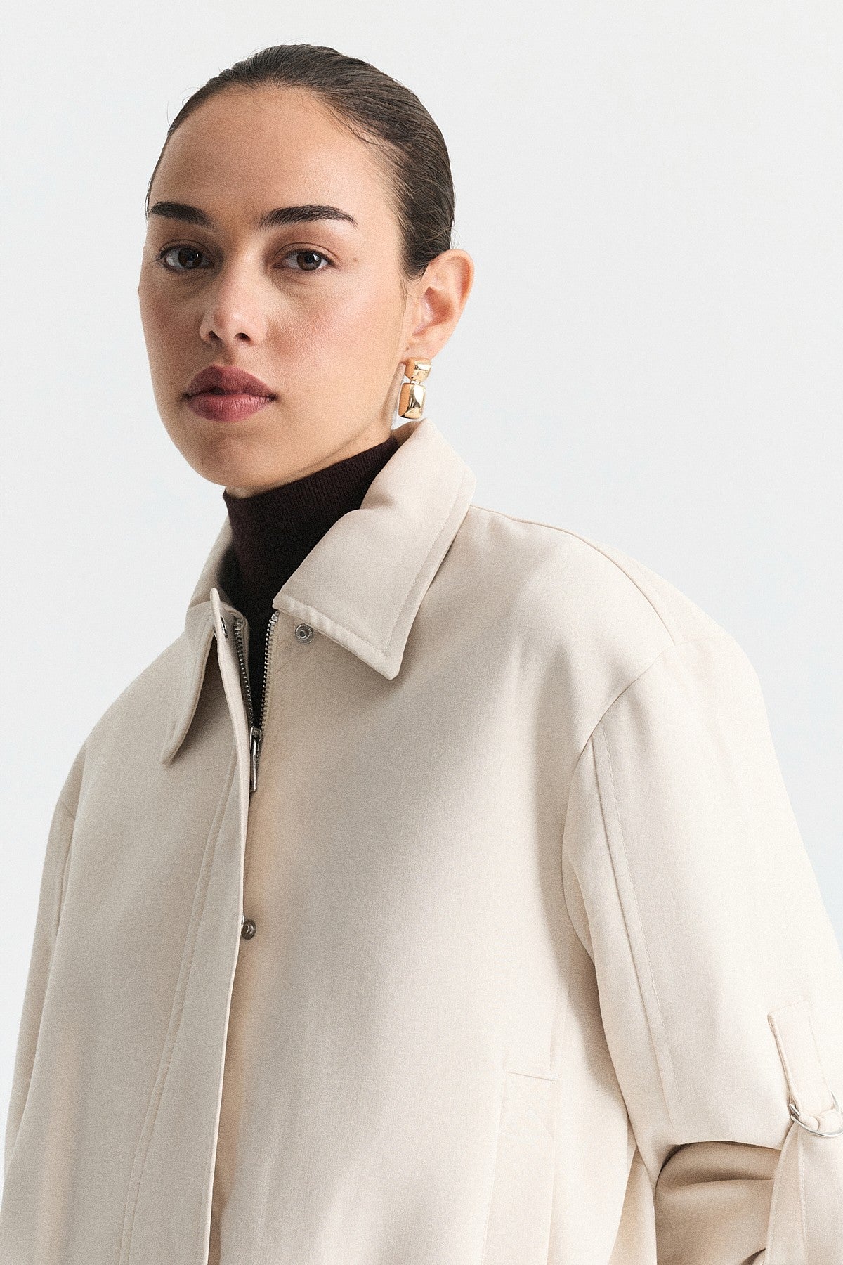 Waist-Elasticated Bomber Jacket