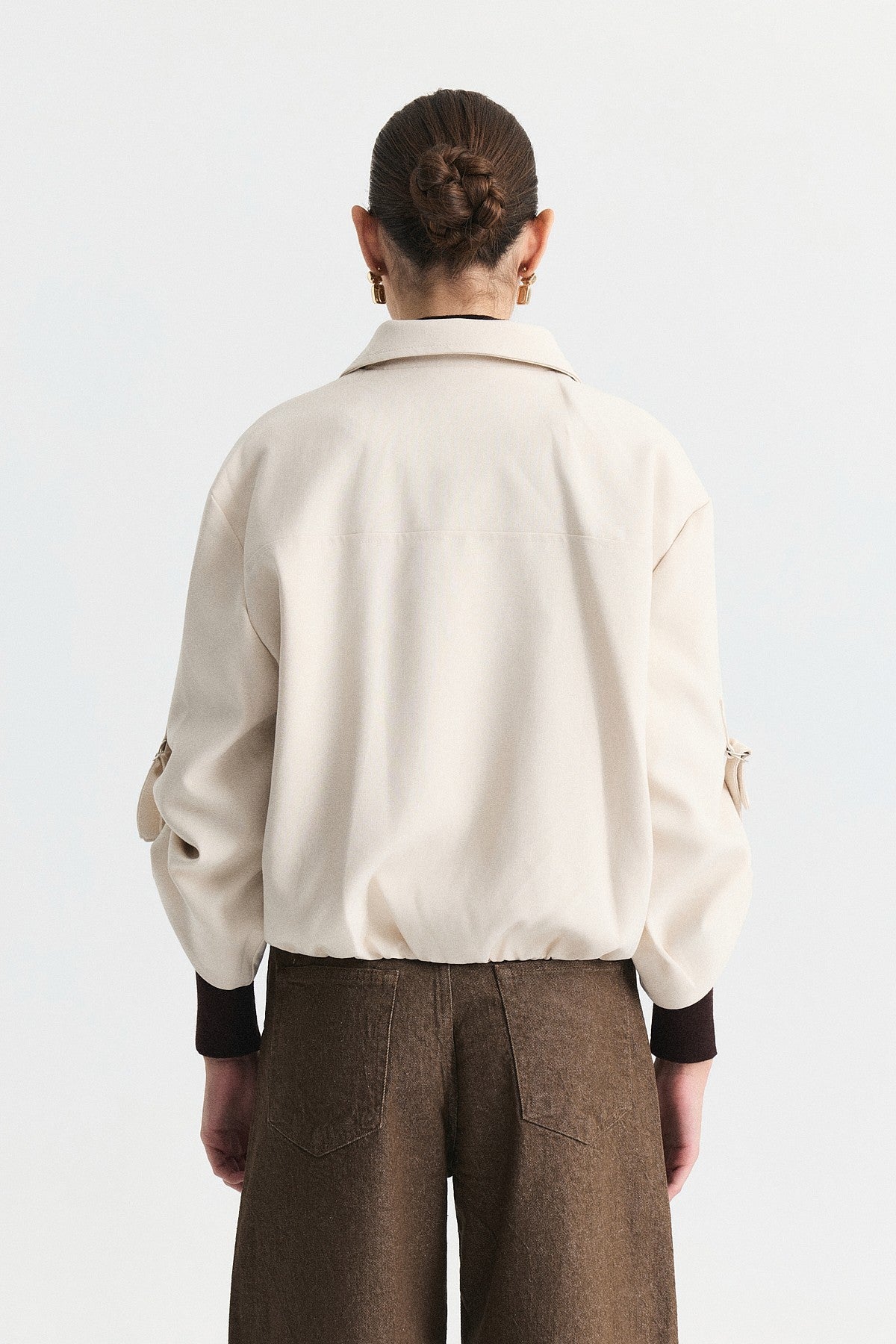 Waist-Elasticated Bomber Jacket