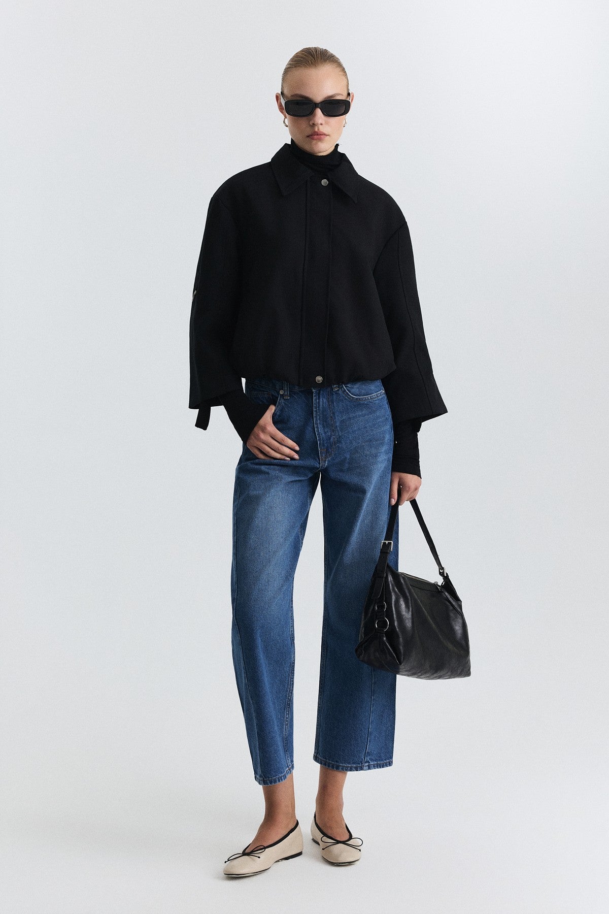 Waist-Elasticated Bomber Jacket
