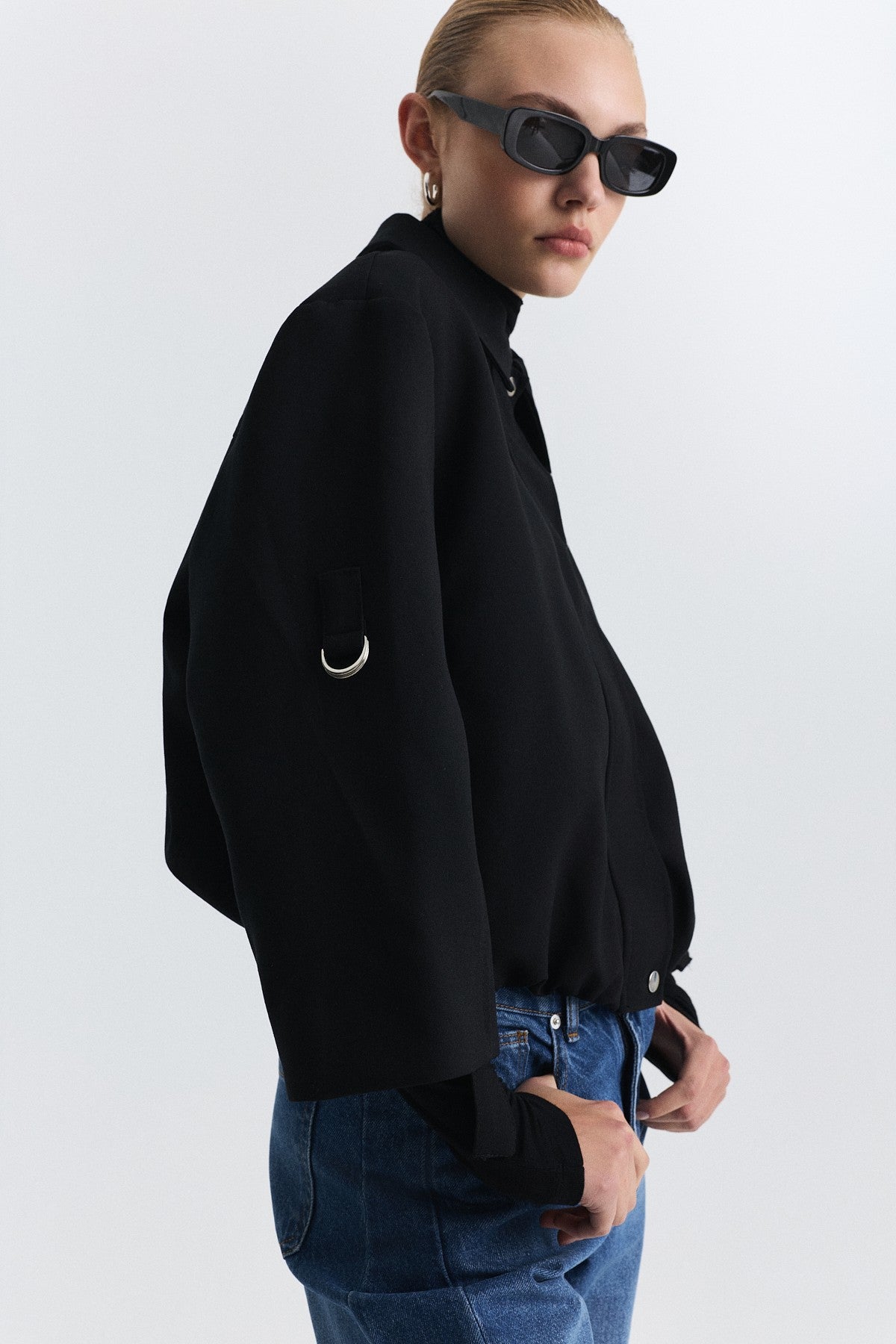Waist-Elasticated Bomber Jacket