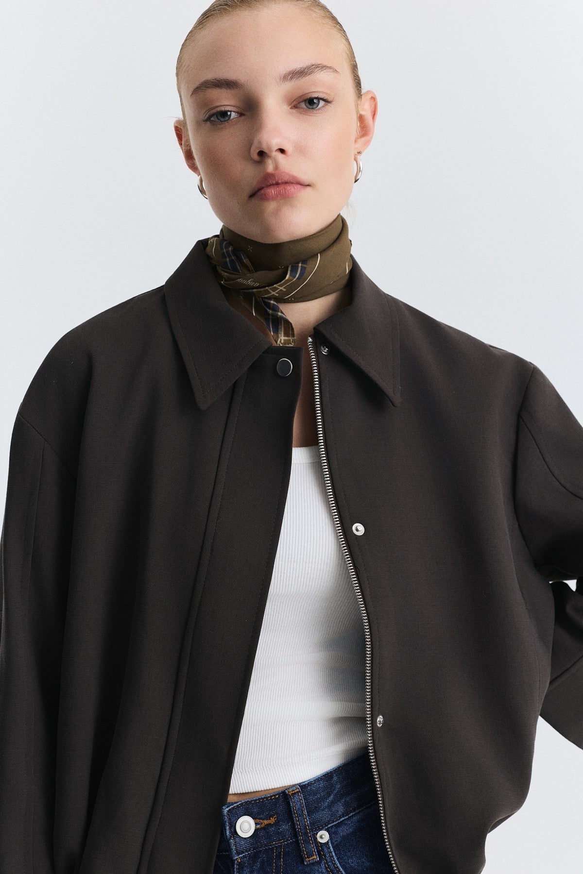 Waist-Elasticated Bomber Jacket