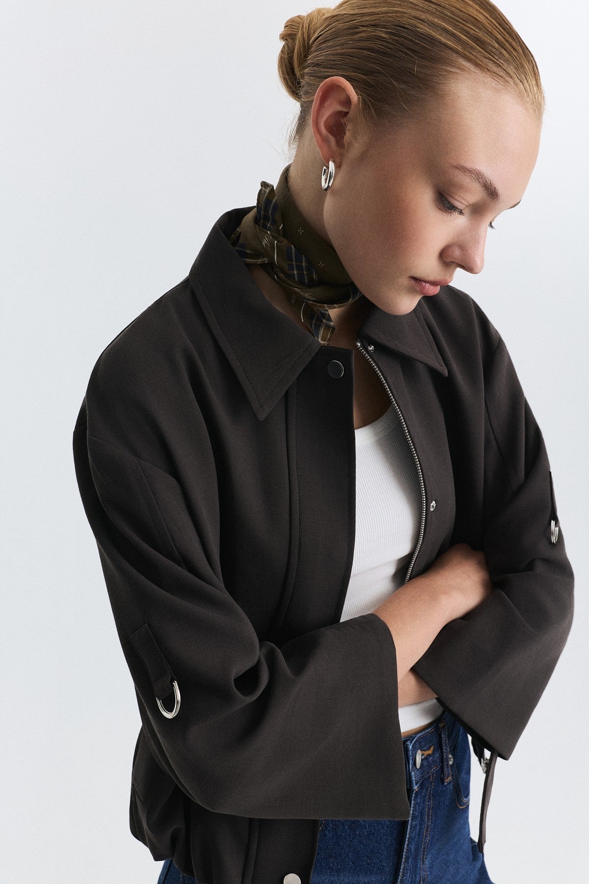 Waist-Elasticated Bomber Jacket