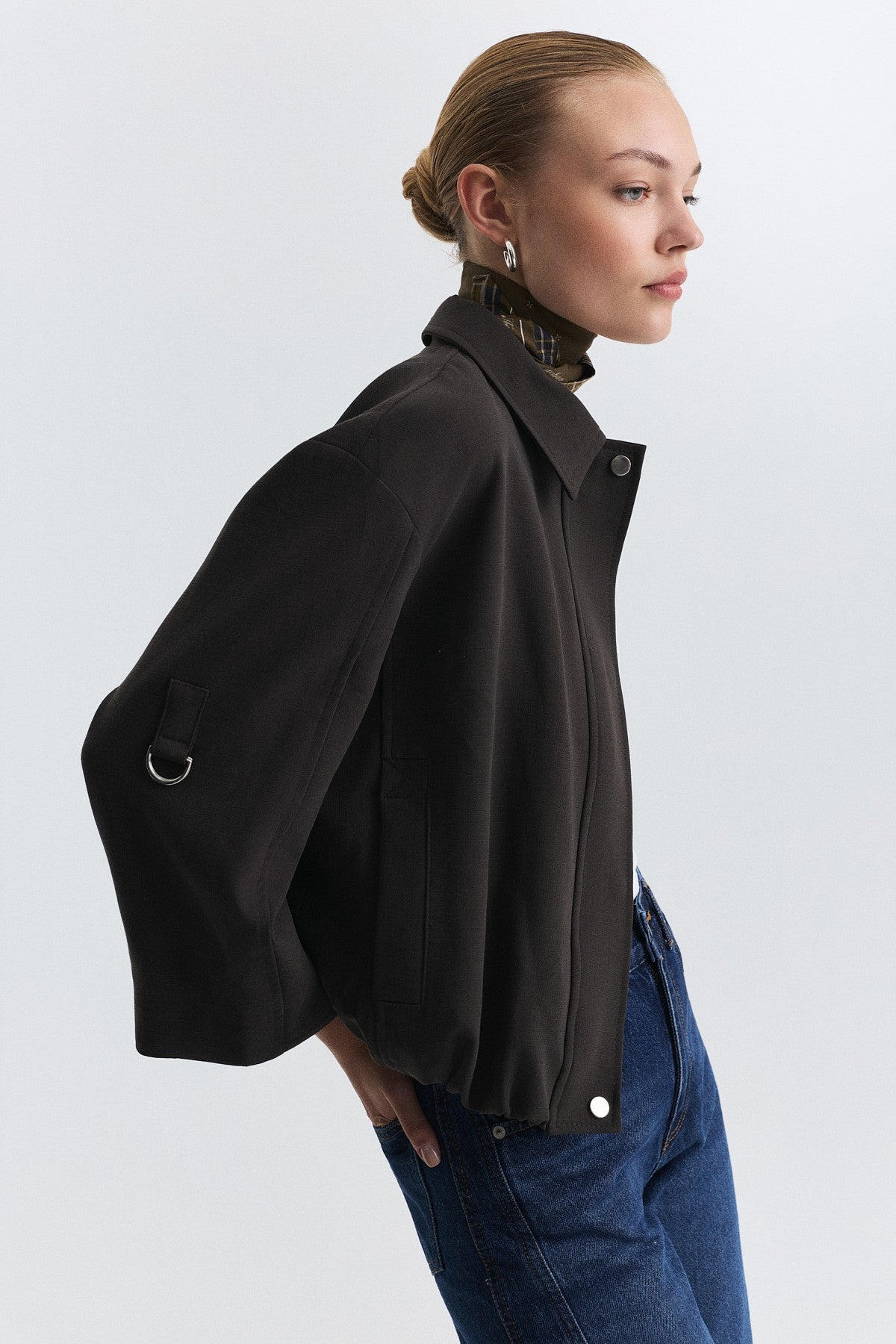 Waist-Elasticated Bomber Jacket