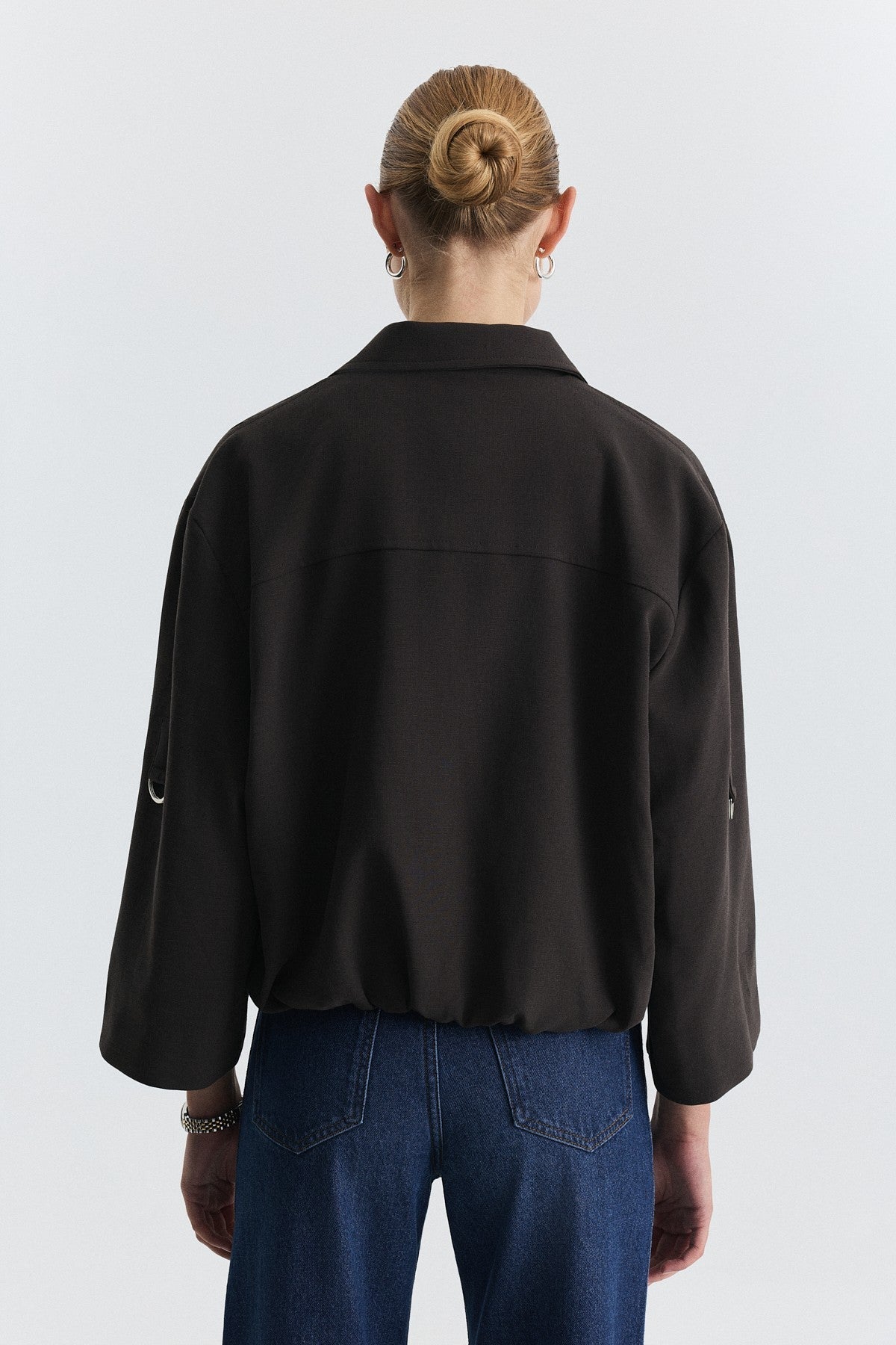 Waist-Elasticated Bomber Jacket