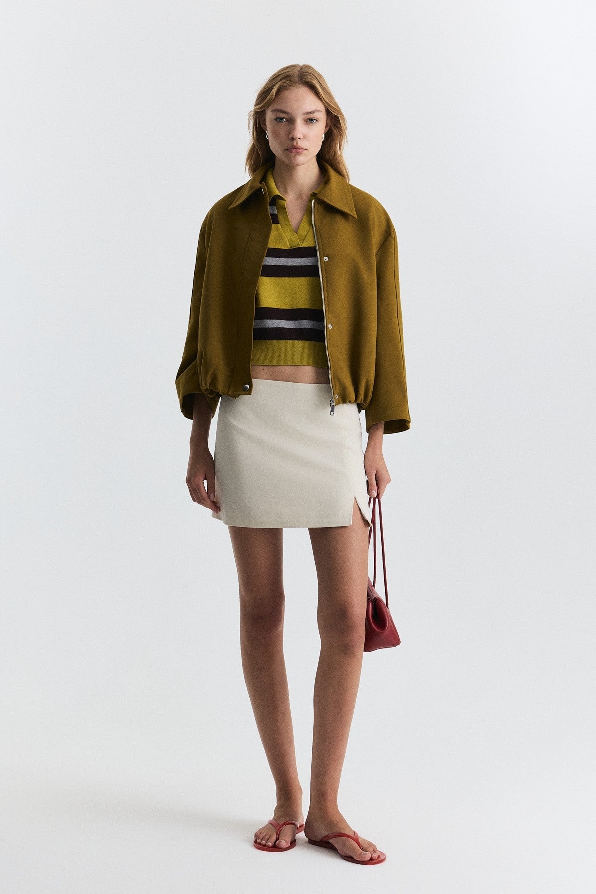 Waist-Elasticated Bomber Jacket