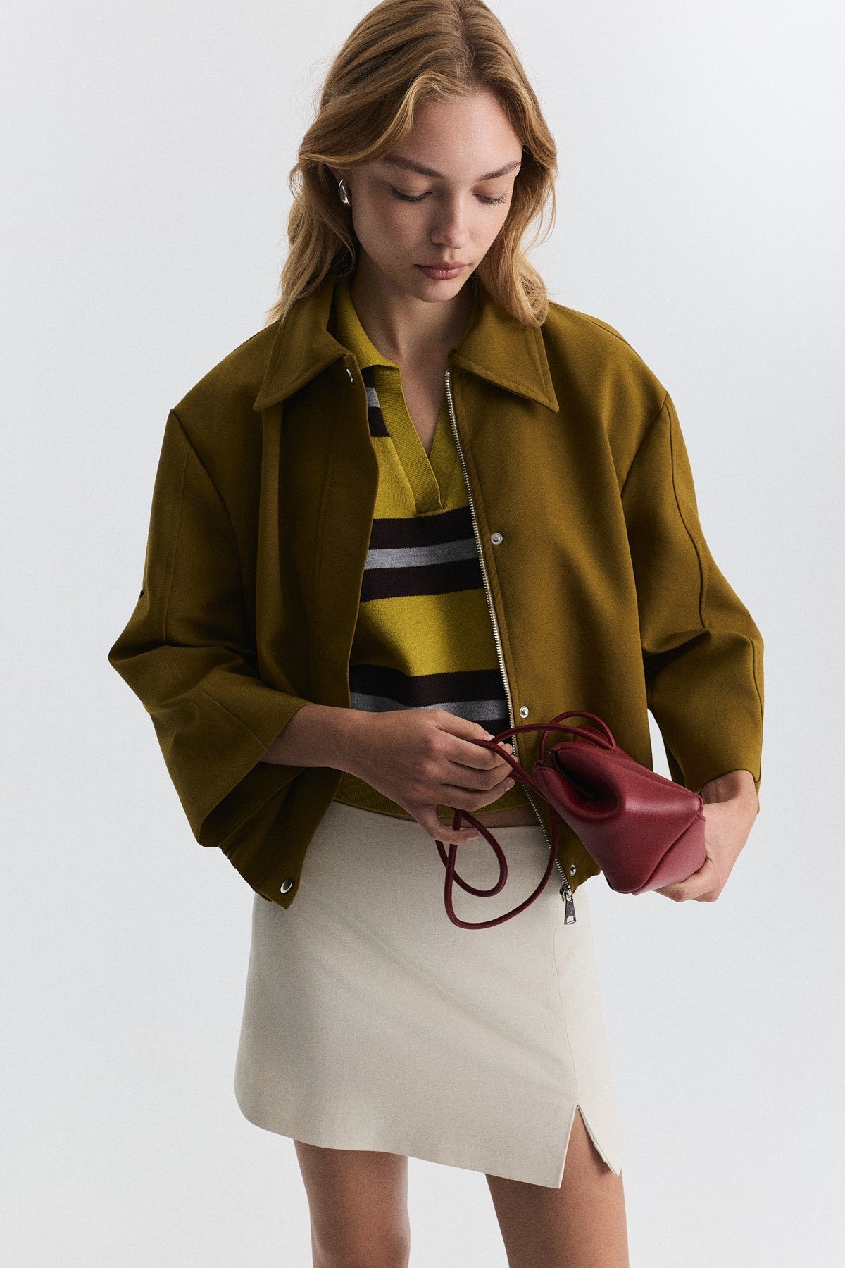 Waist-Elasticated Bomber Jacket