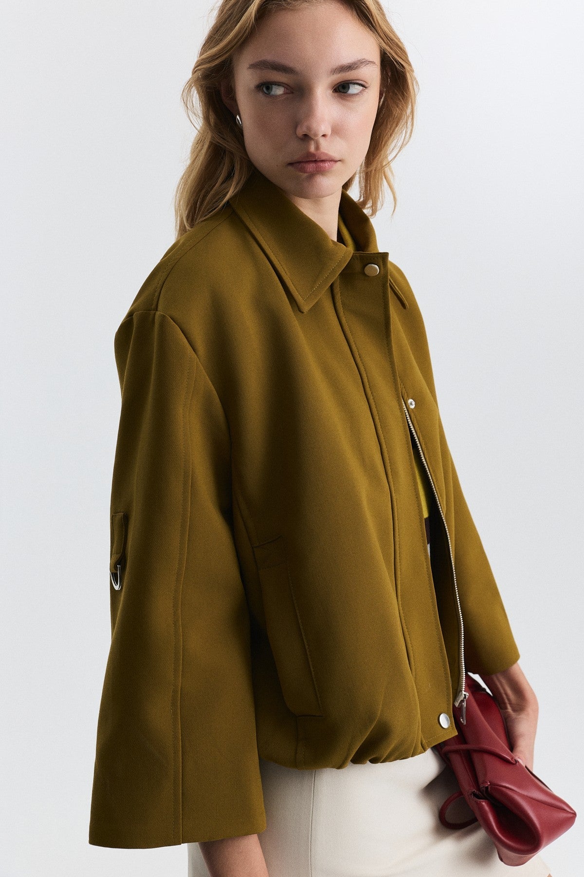Waist-Elasticated Bomber Jacket