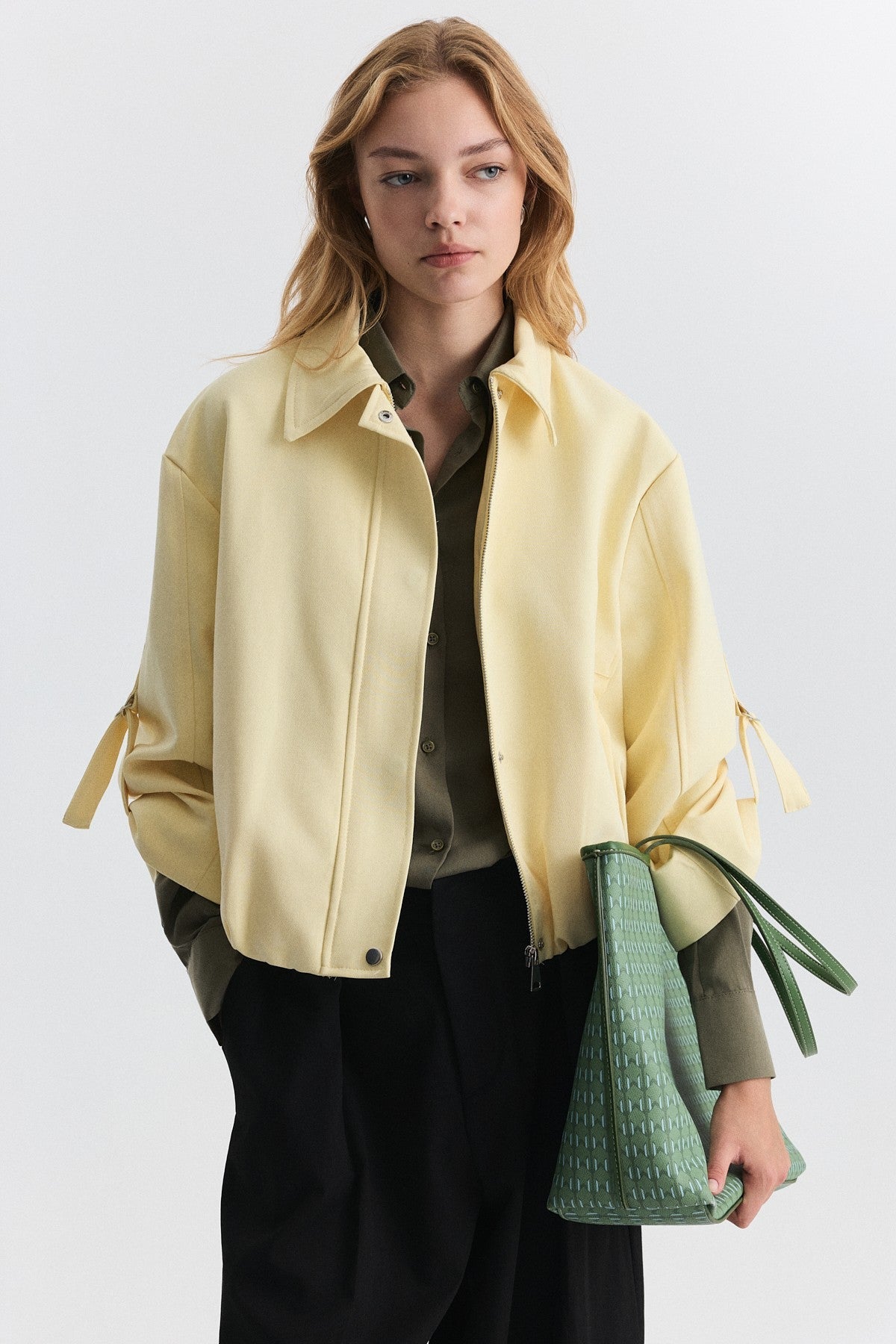 Waist-Elasticated Bomber Jacket