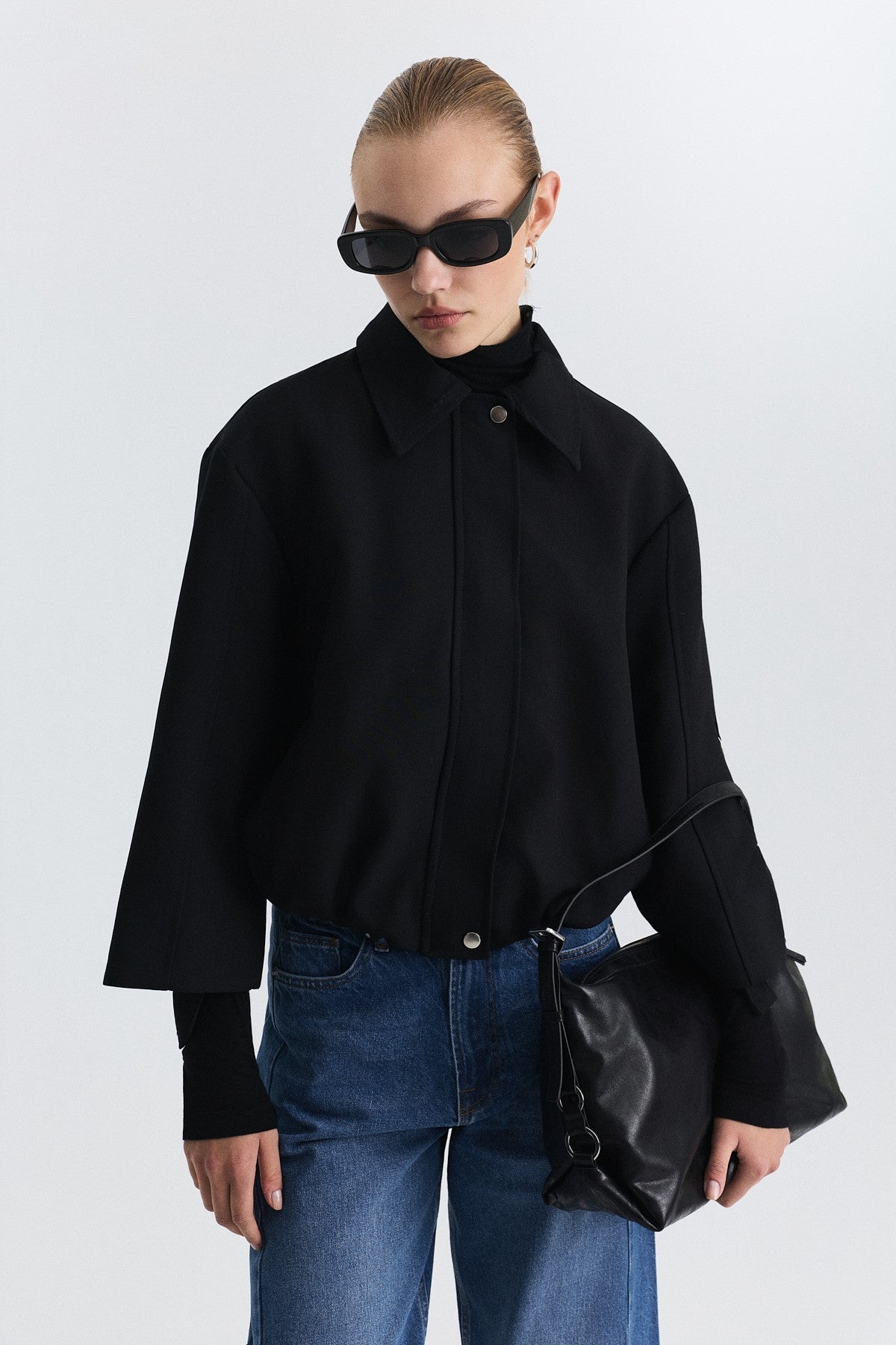 Waist-Elasticated Bomber Jacket