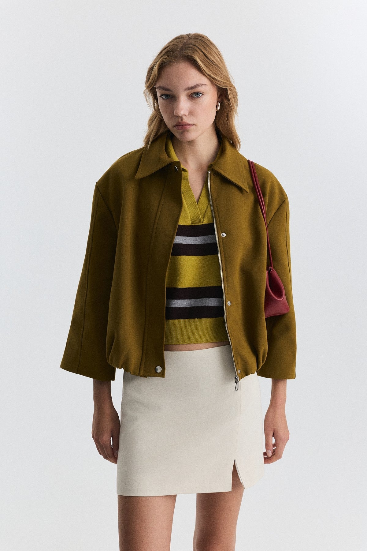 Waist-Elasticated Bomber Jacket