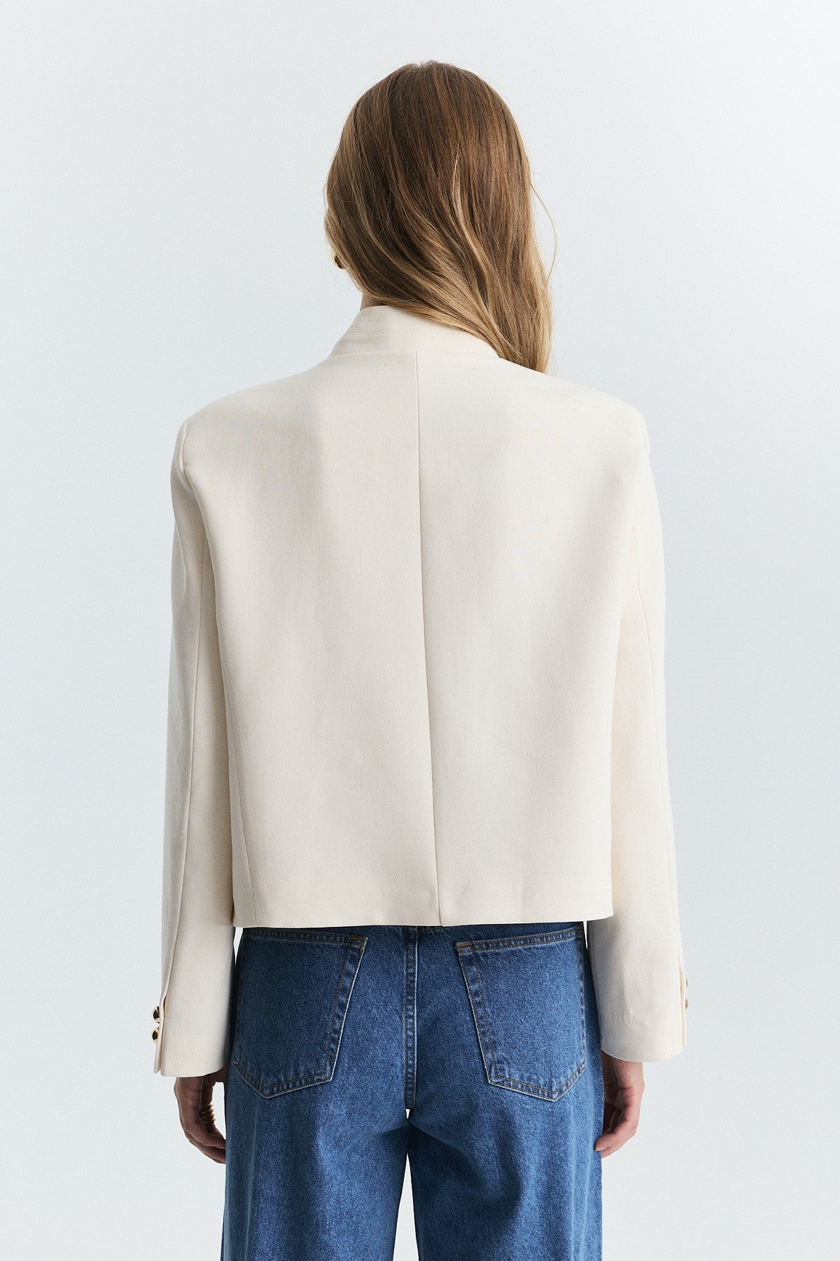 Stand-Up Collar, Single-Button Blazer Jacket