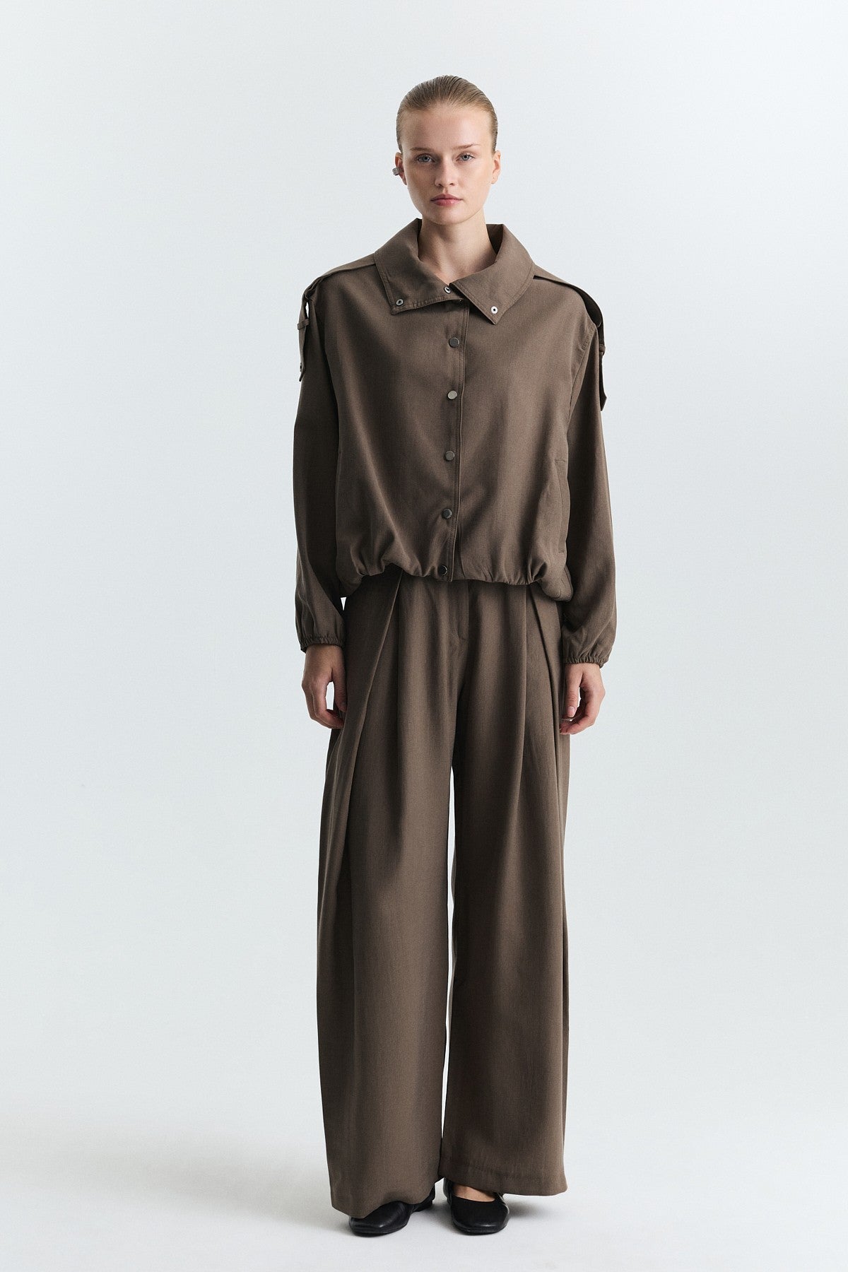 Lyocell-Blend Stand-Up Collar Jacket