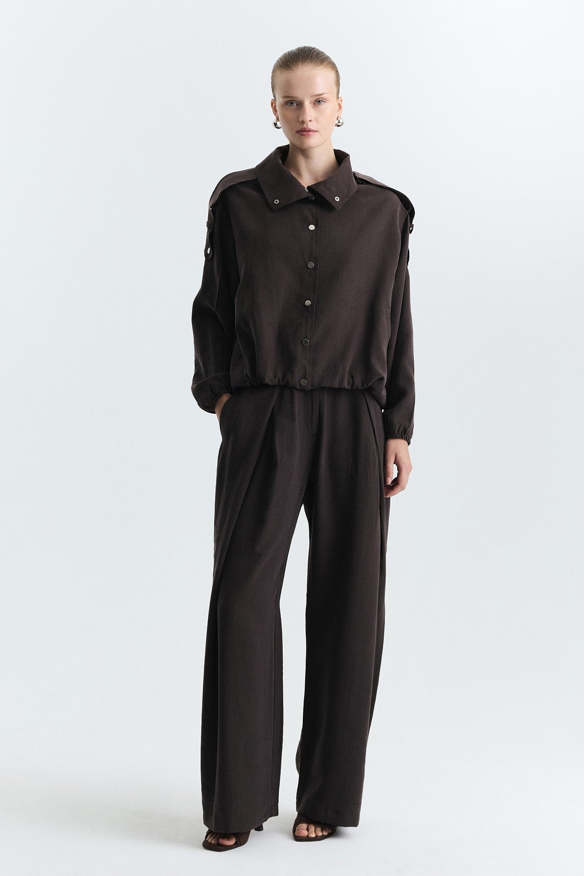 Lyocell-Blend Stand-Up Collar Jacket