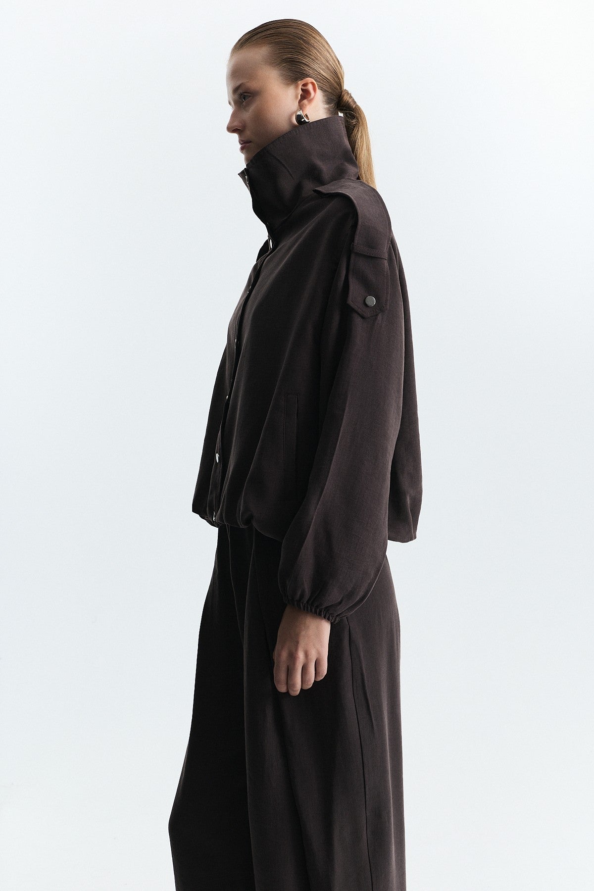Lyocell-Blend Stand-Up Collar Jacket
