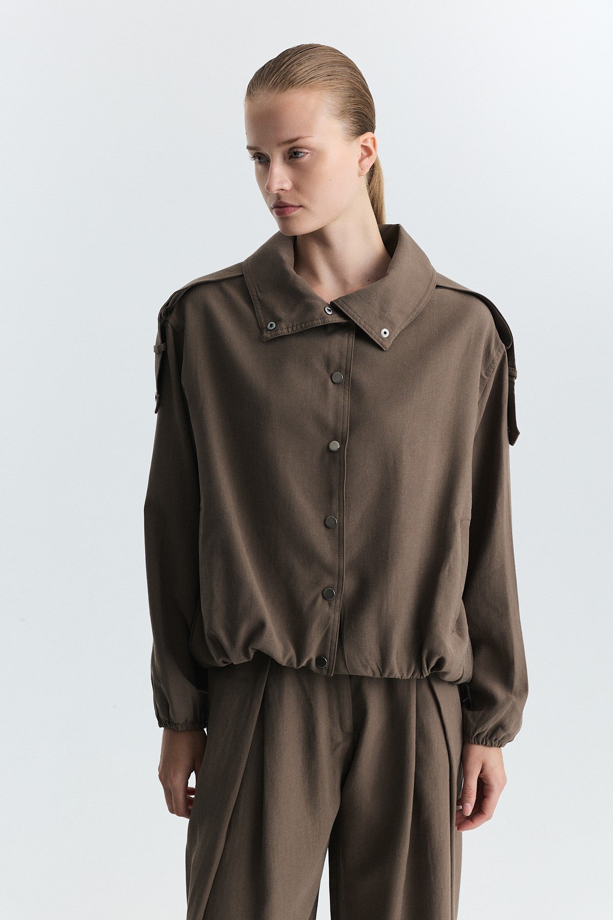 Lyocell-Blend Stand-Up Collar Jacket
