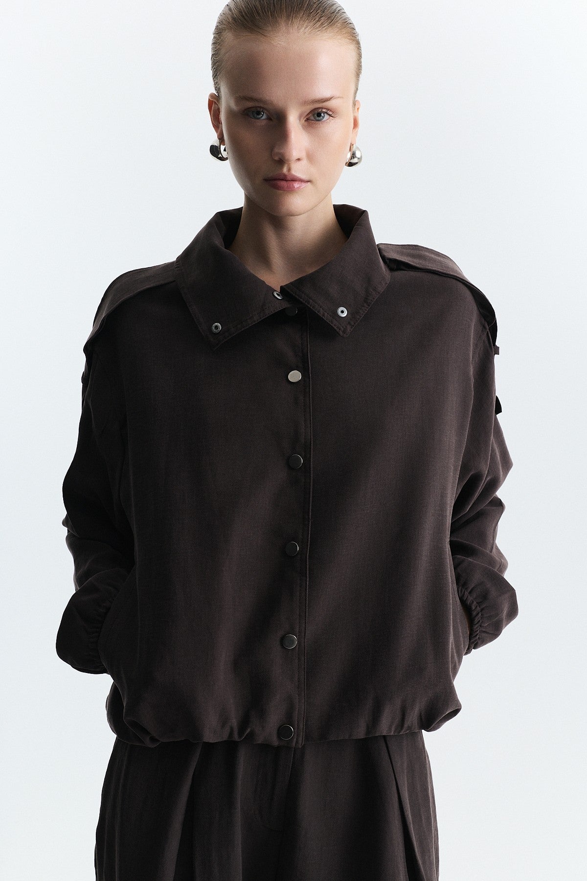 Lyocell-Blend Stand-Up Collar Jacket