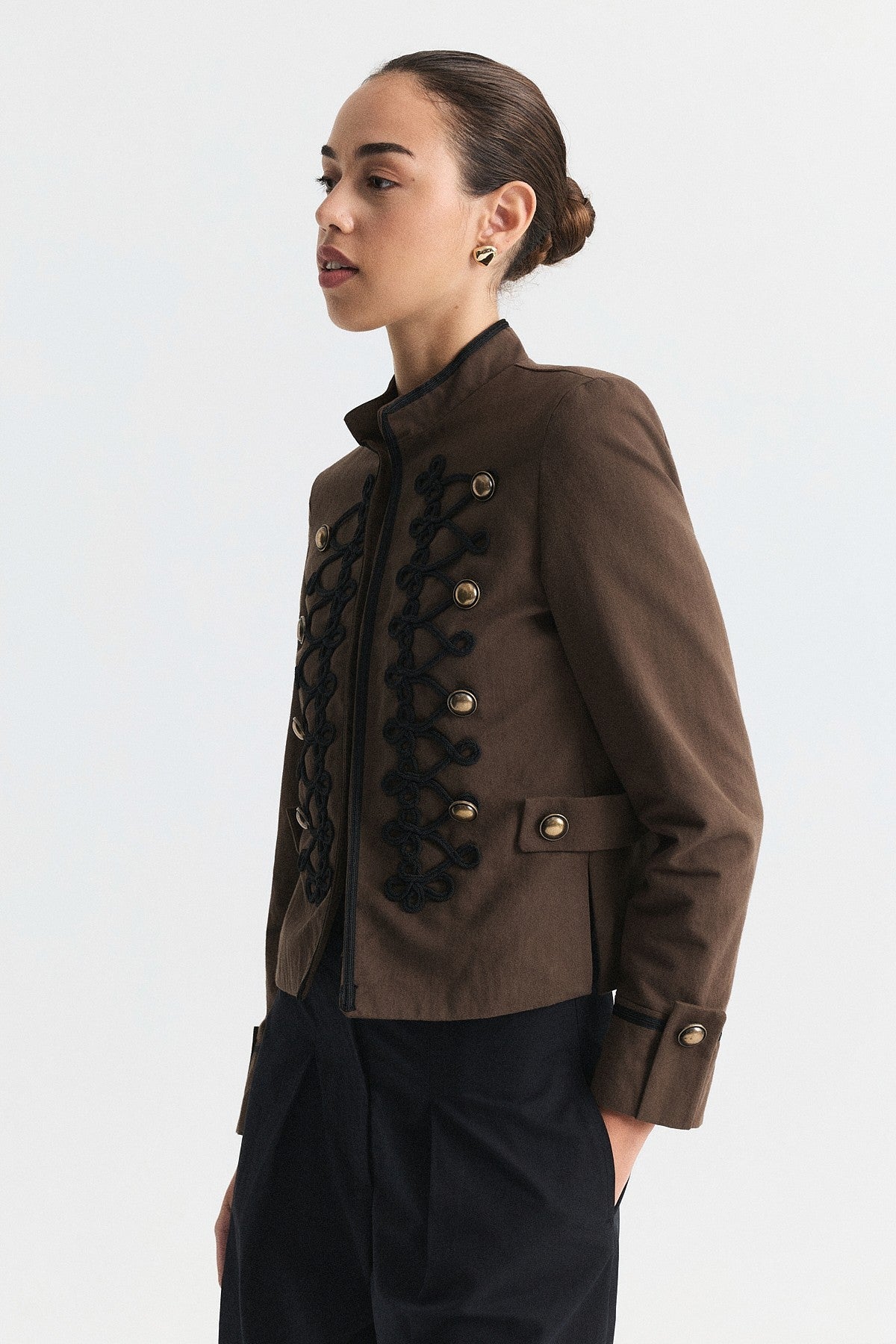 Embroidered Jacket with Ornate Button Details