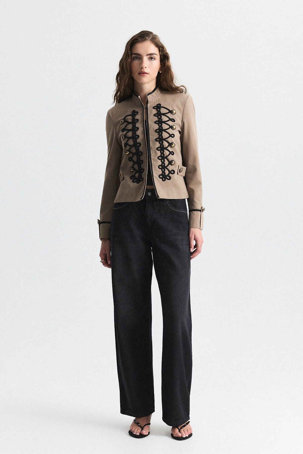 Embroidered Jacket with Ornate Button Details
