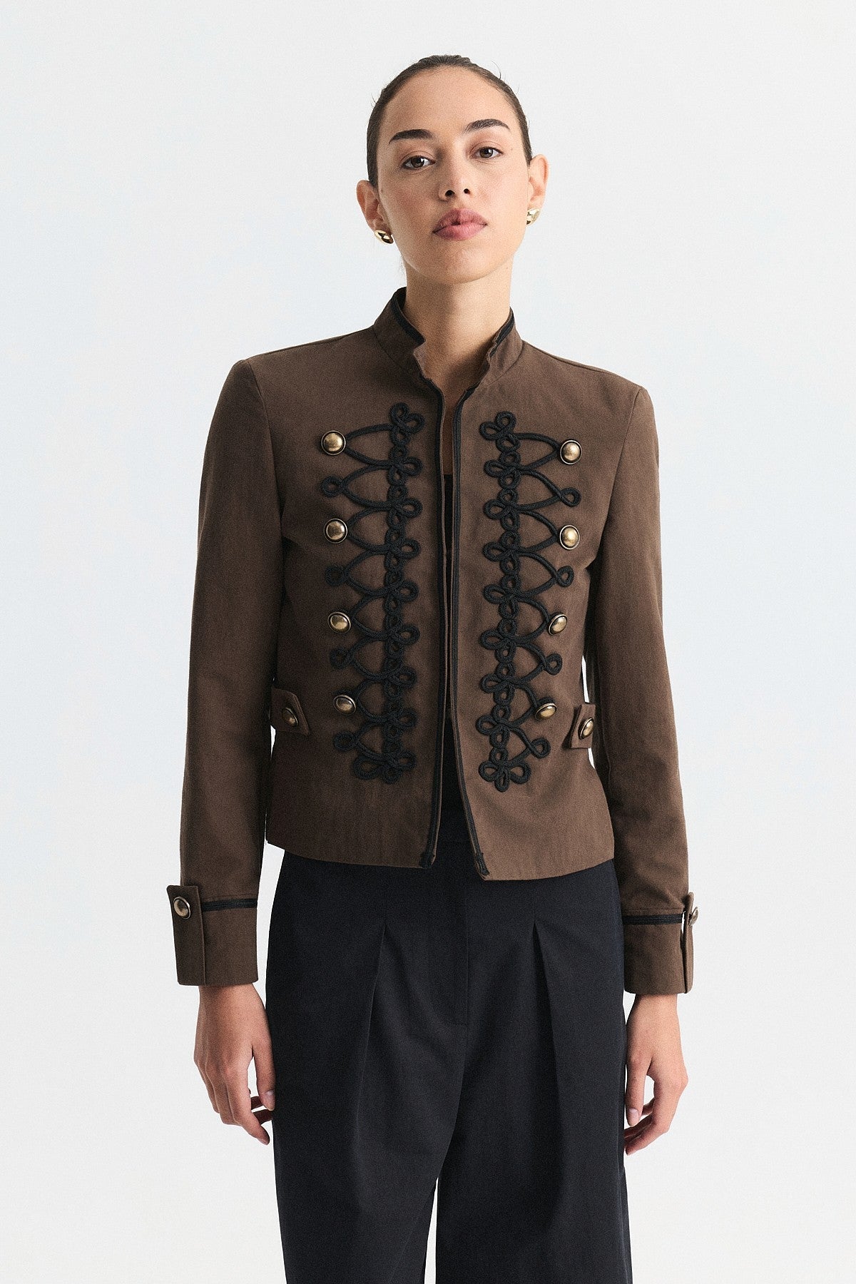 Embroidered Jacket with Ornate Button Details