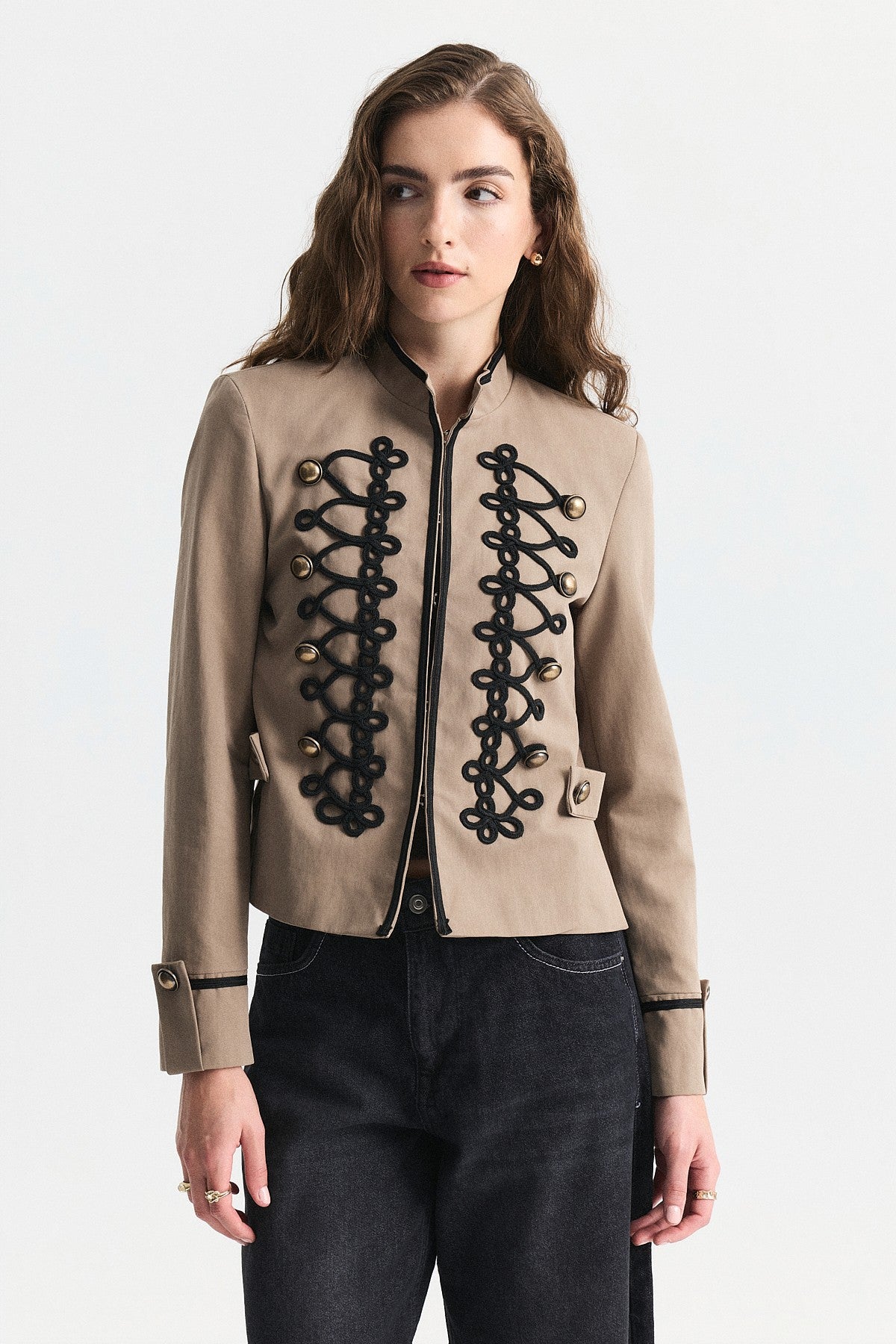 Embroidered Jacket with Ornate Button Details