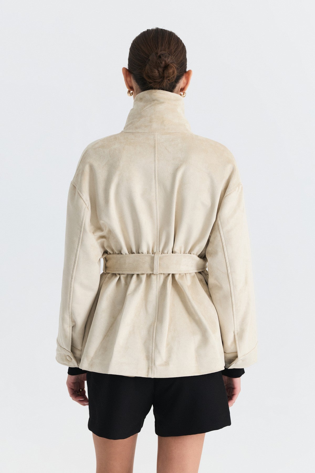 Arched Faux Suede Jacket