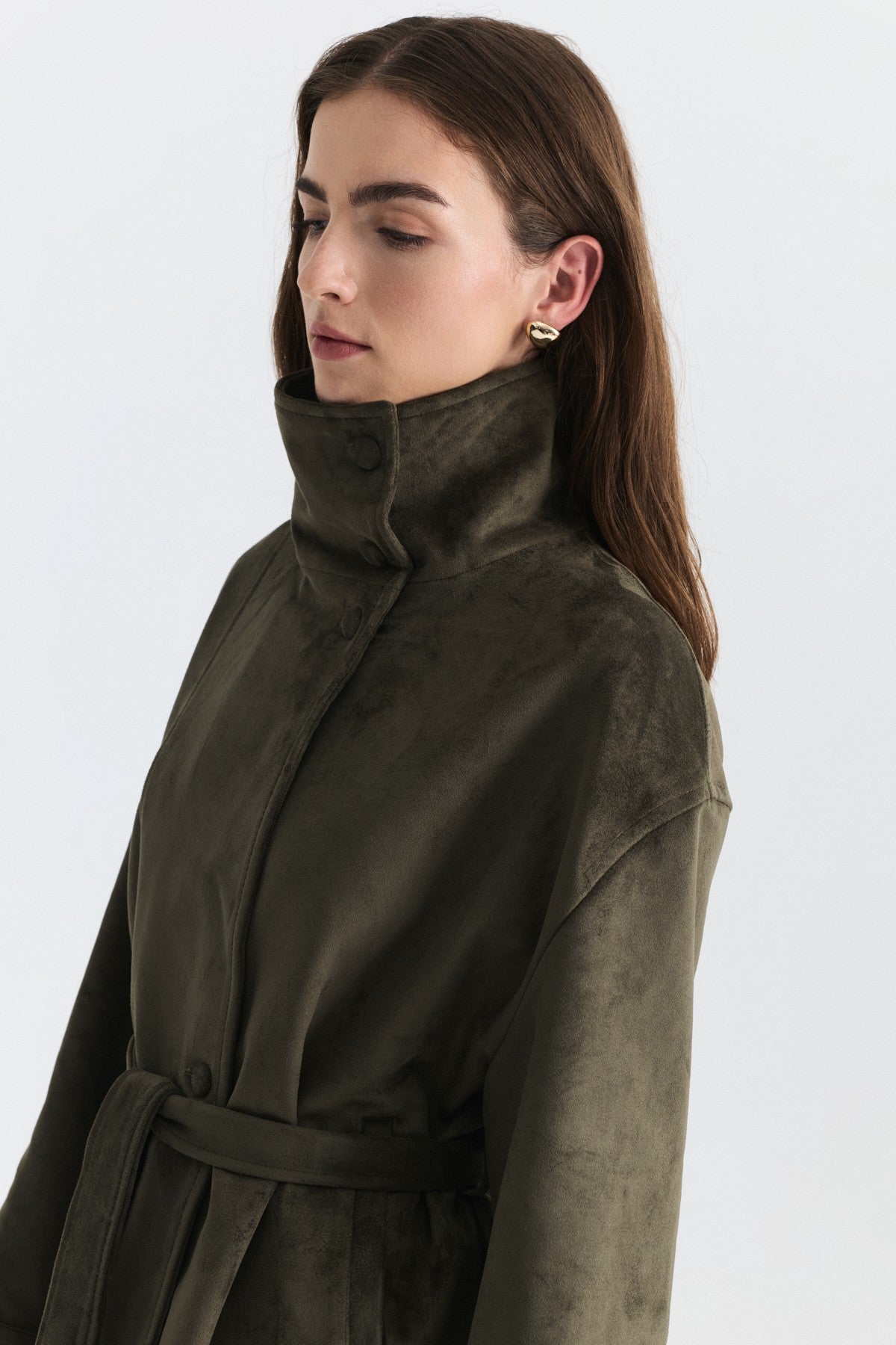 Arched Faux Suede Jacket