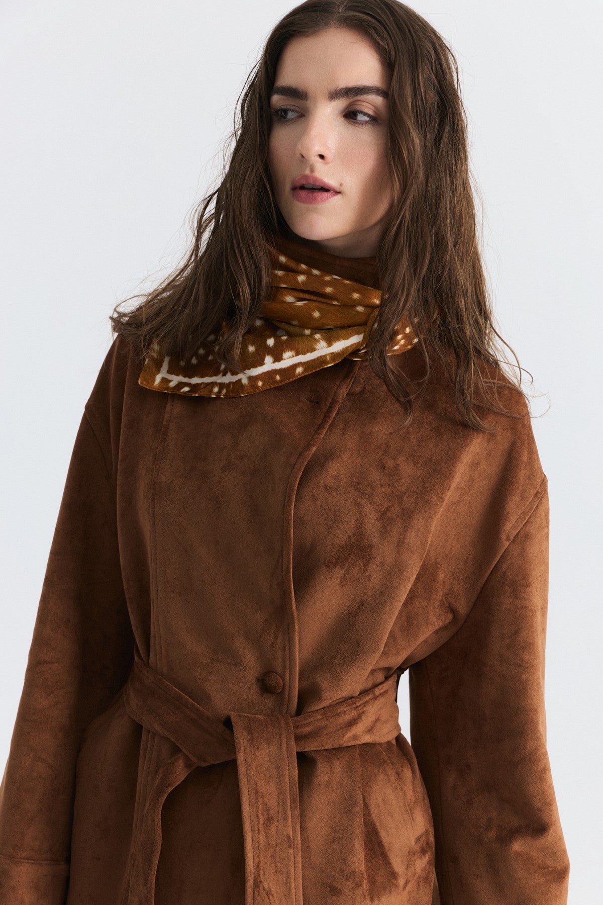 Arched Faux Suede Jacket