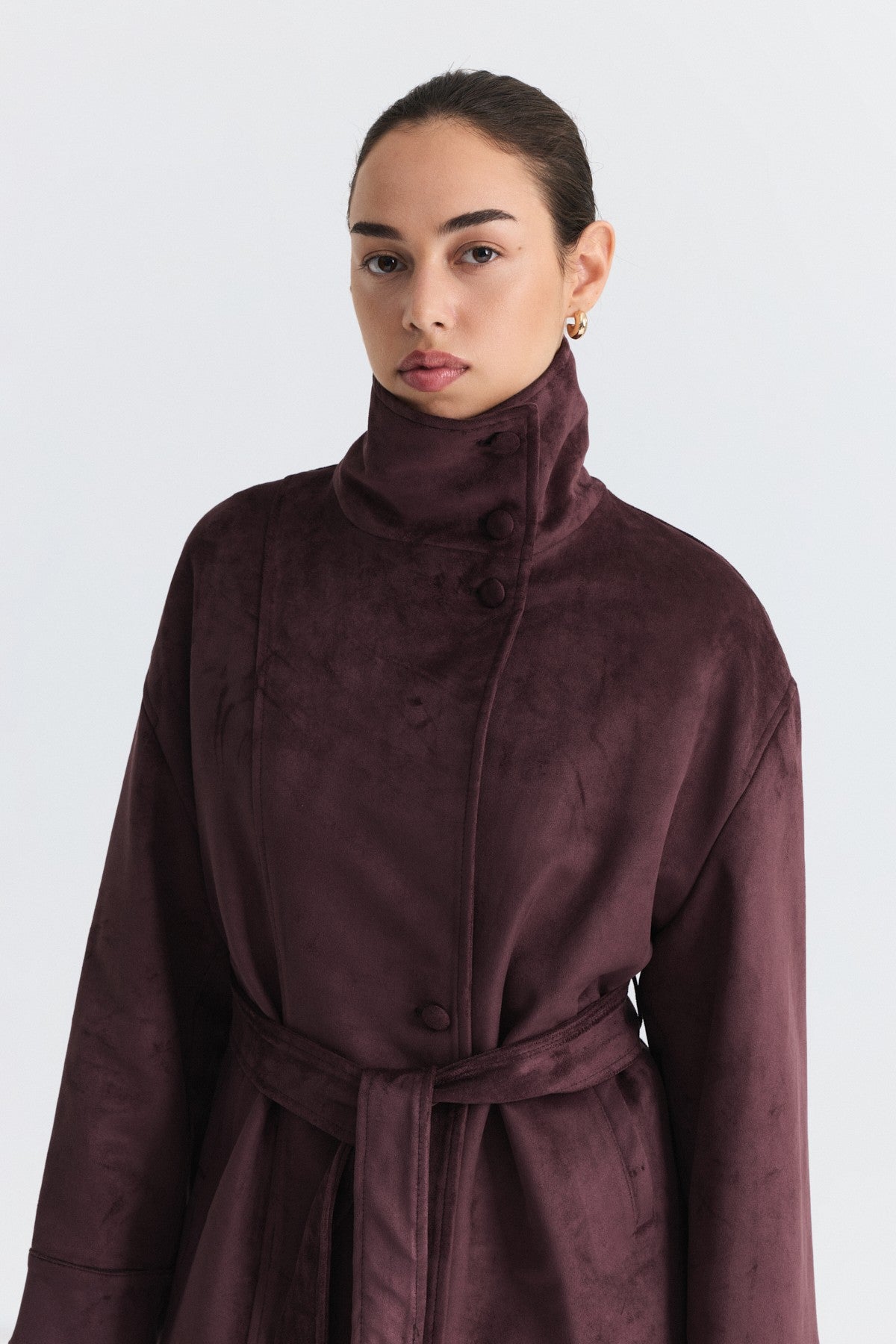 Arched Faux Suede Jacket