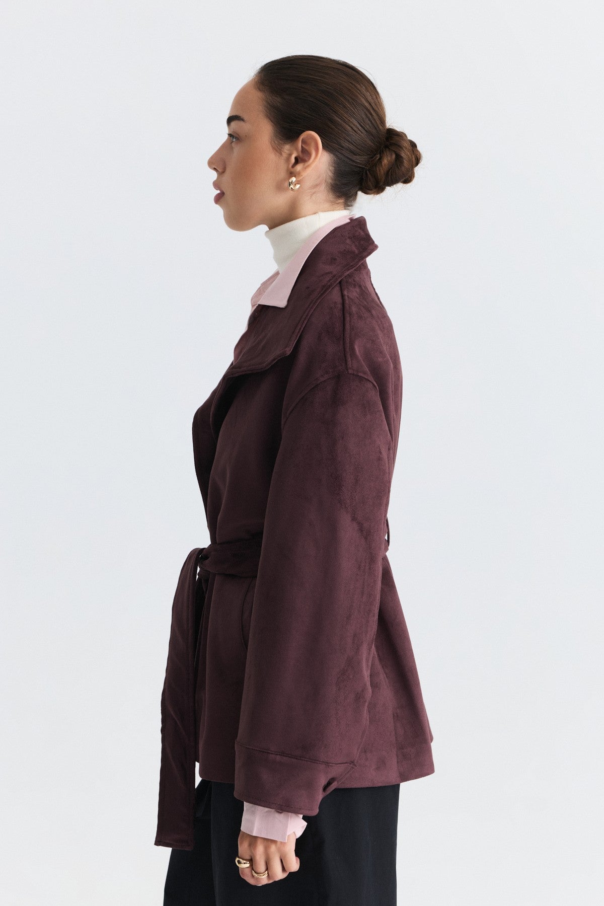 Arched Faux Suede Jacket