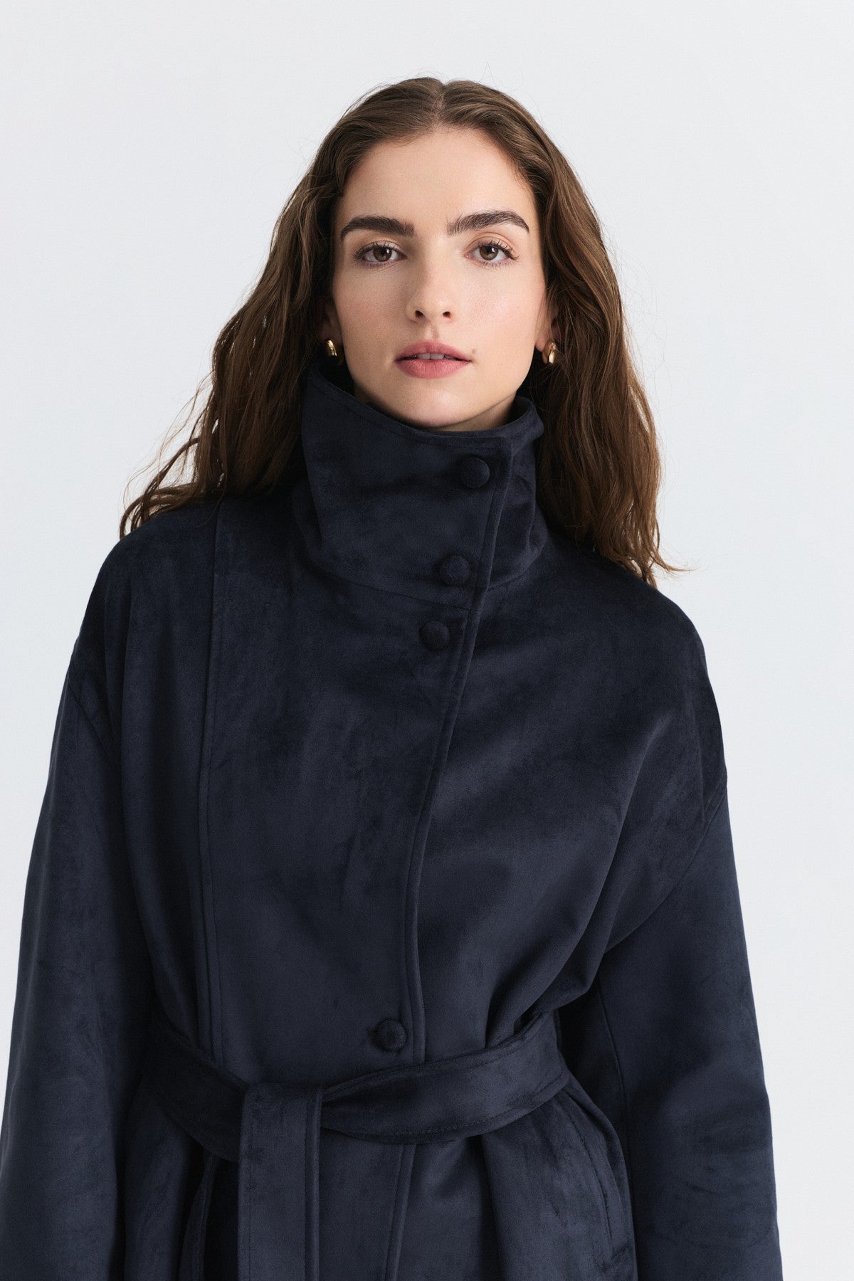 Arched Faux Suede Jacket