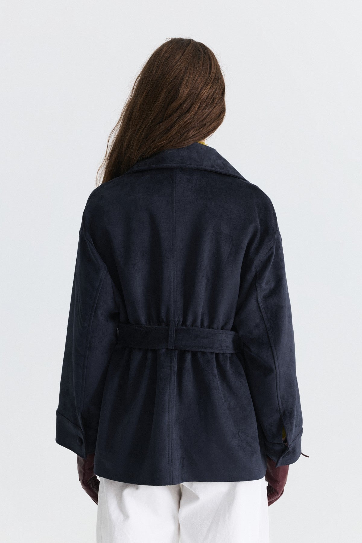 Arched Faux Suede Jacket