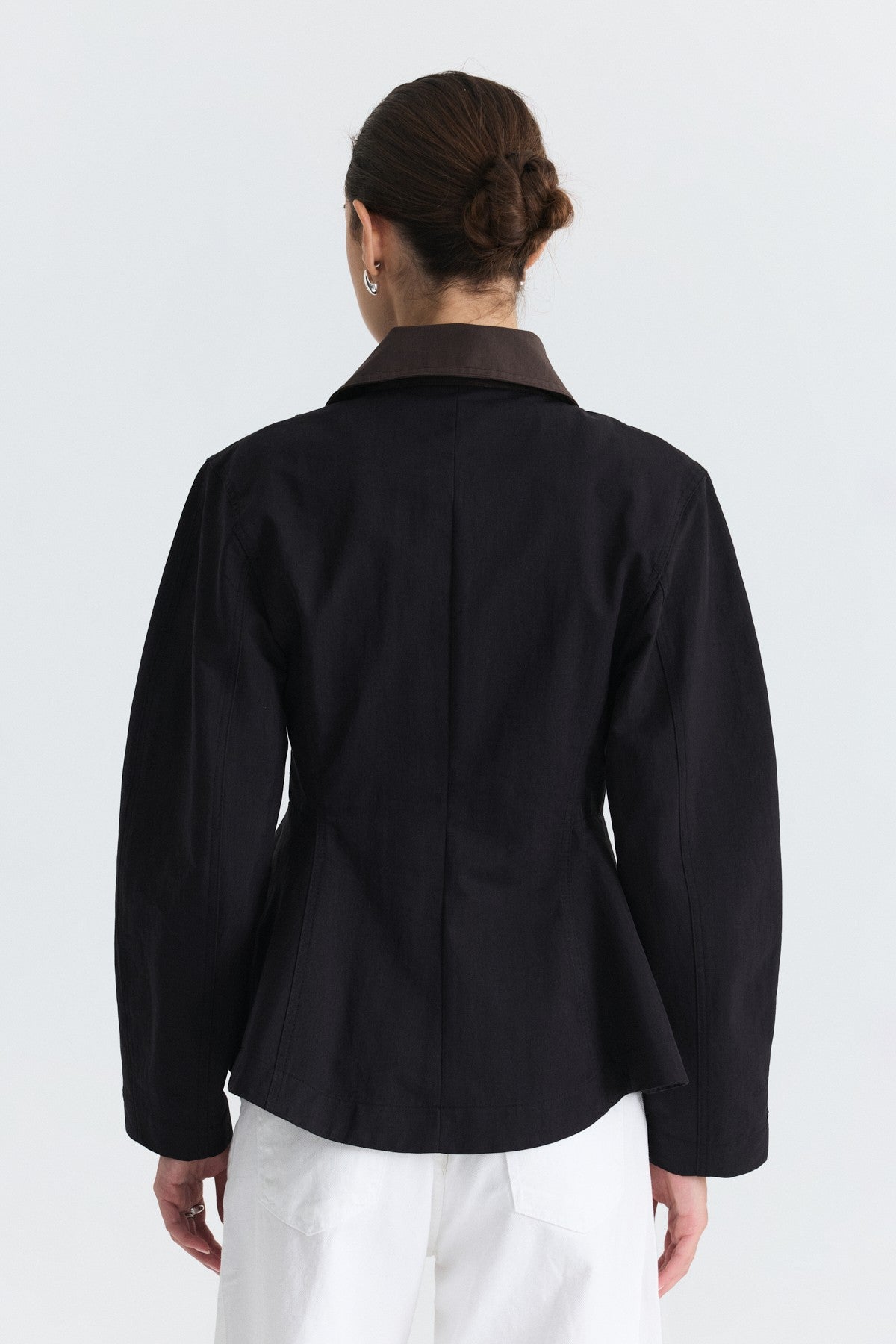 Contrast Collar Jacket with Pin Details