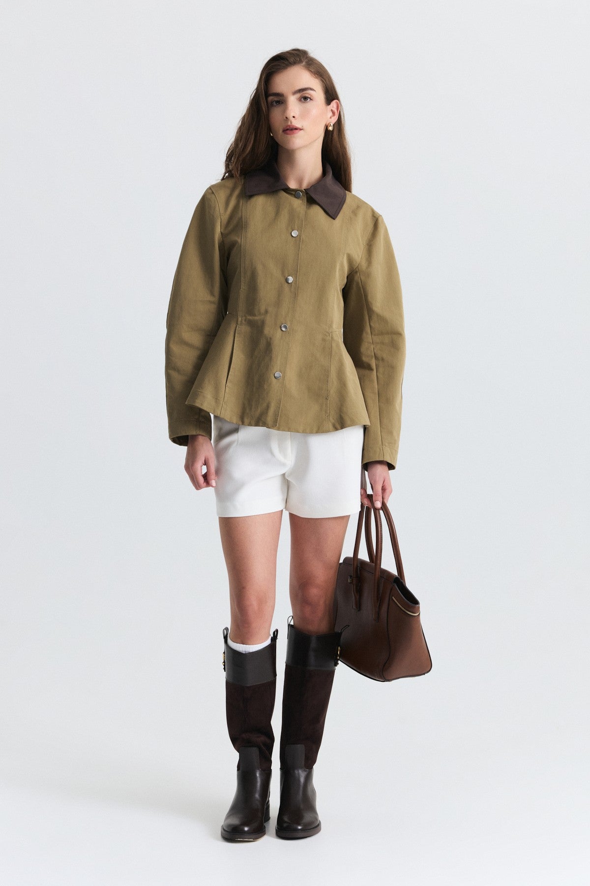 Contrast Collar Jacket with Pin Details