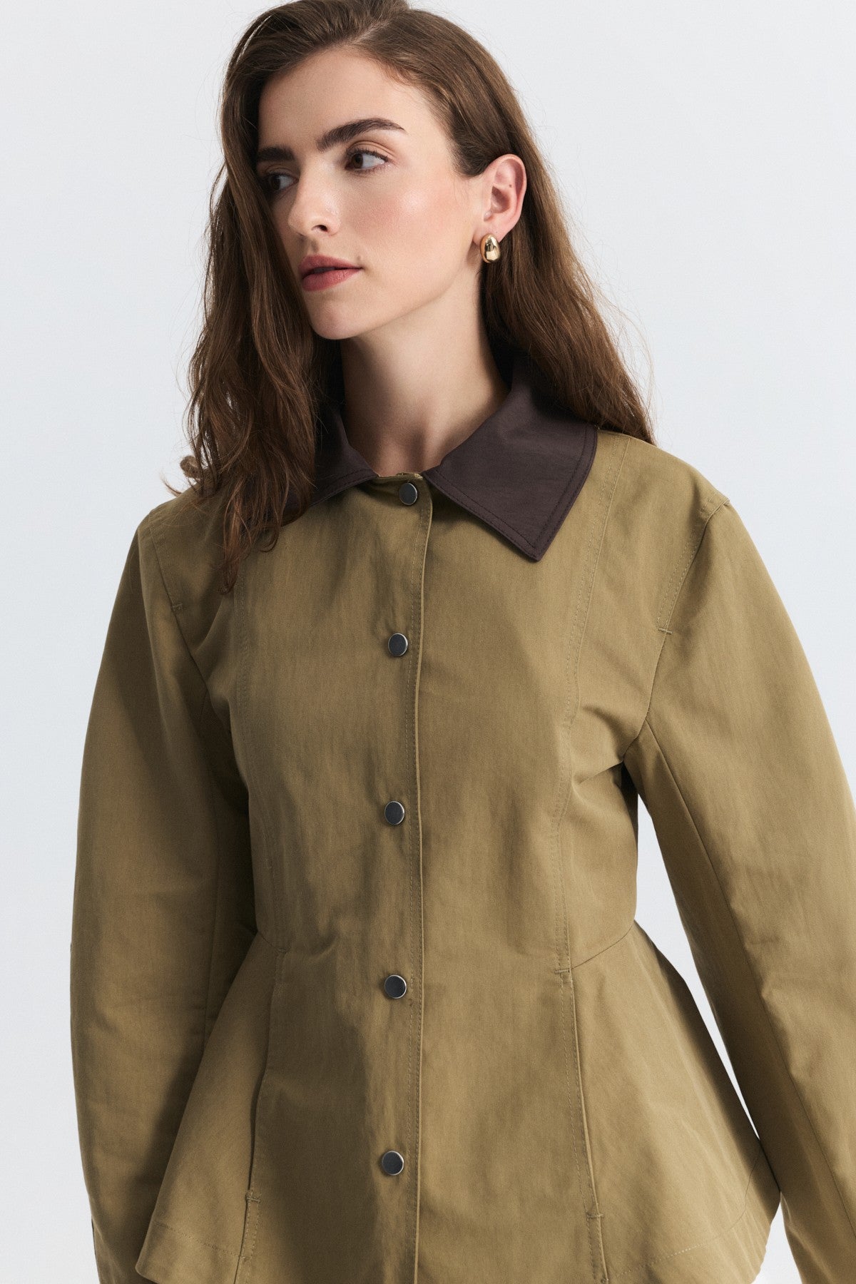 Contrast Collar Jacket with Pin Details