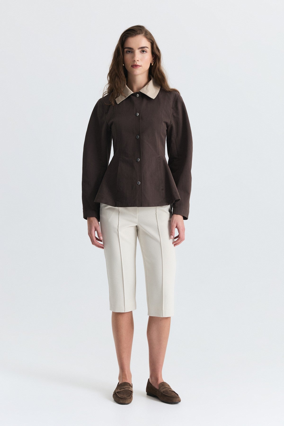 Contrast Collar Jacket with Pin Details