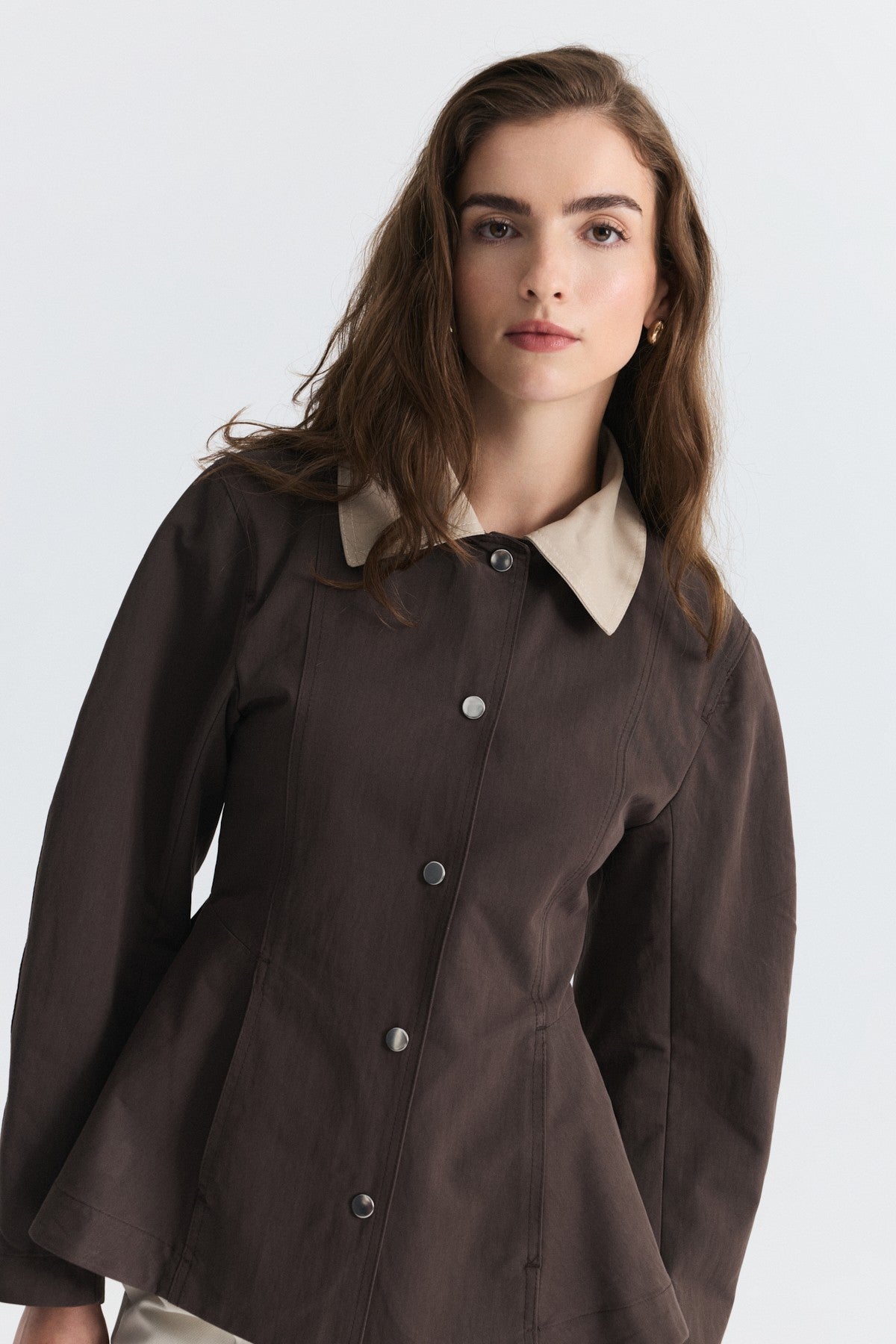 Contrast Collar Jacket with Pin Details