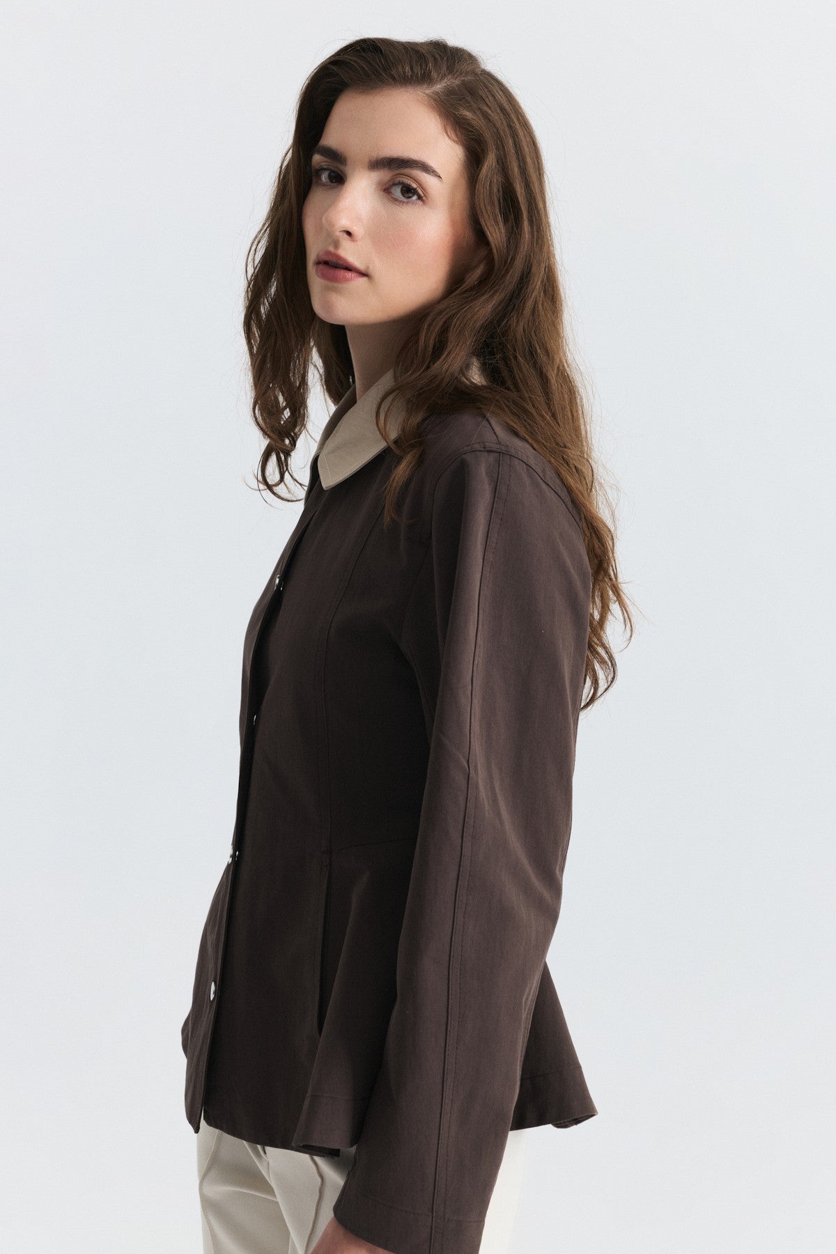 Contrast Collar Jacket with Pin Details