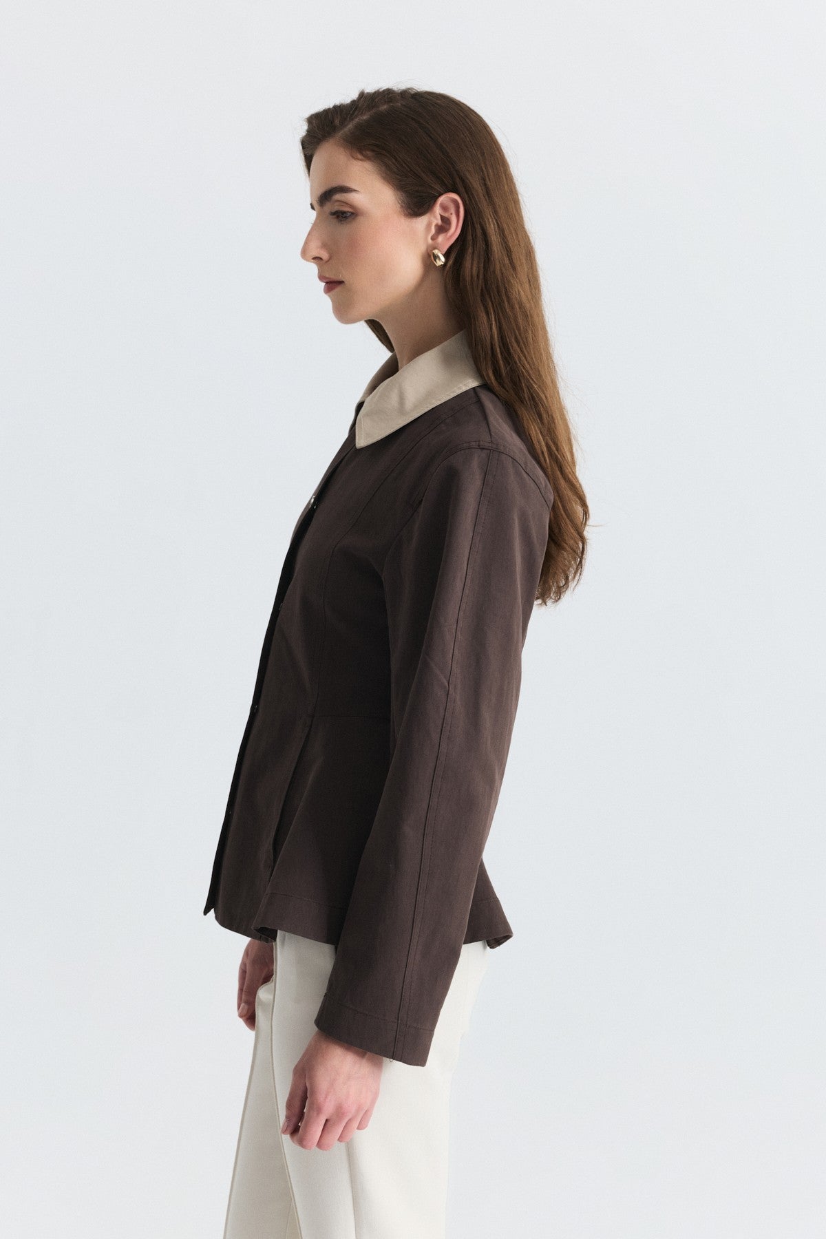 Contrast Collar Jacket with Pin Details