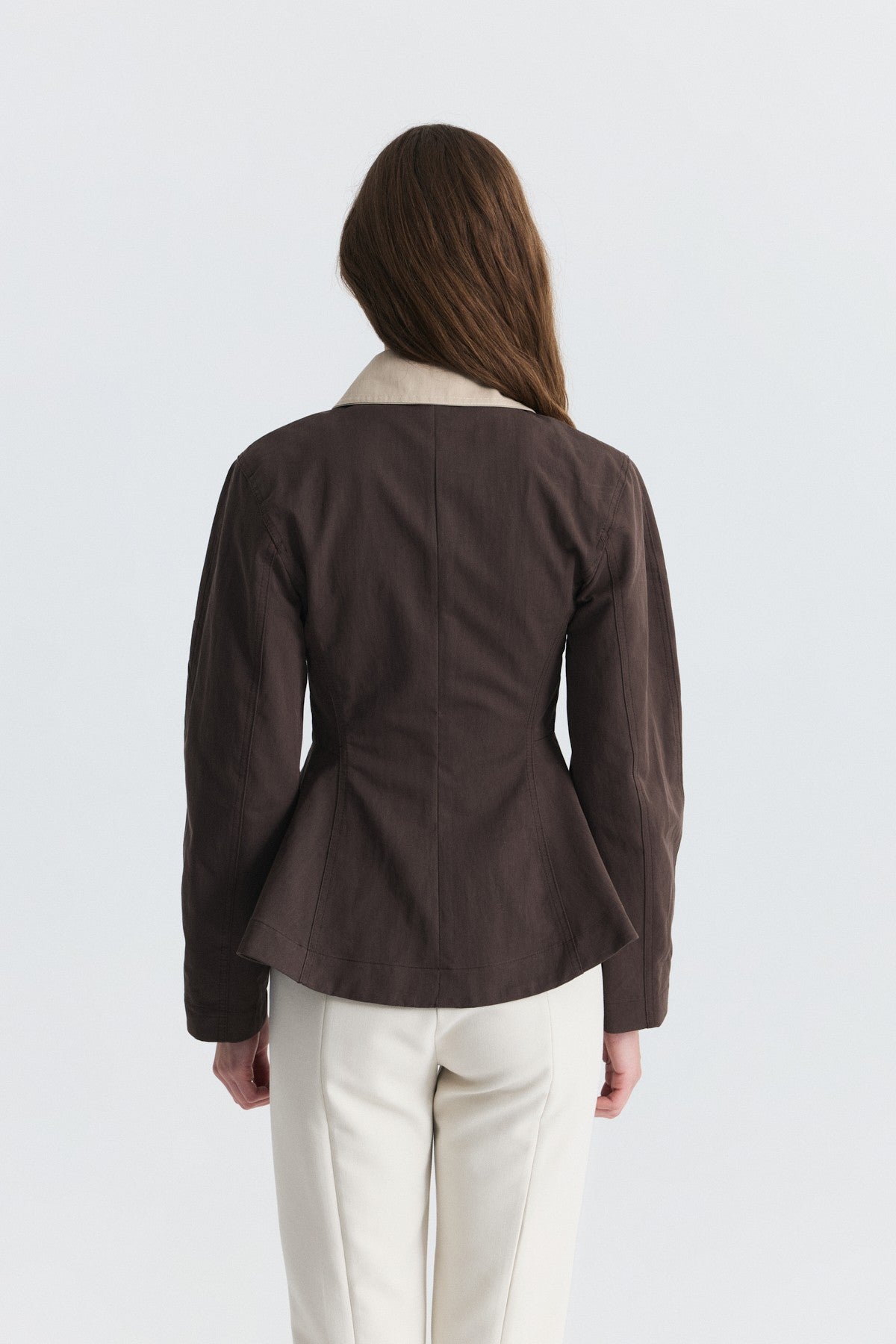 Contrast Collar Jacket with Pin Details