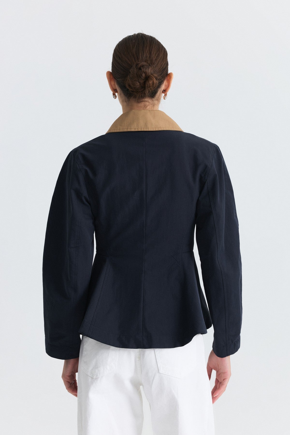 Contrast Collar Jacket with Pin Details