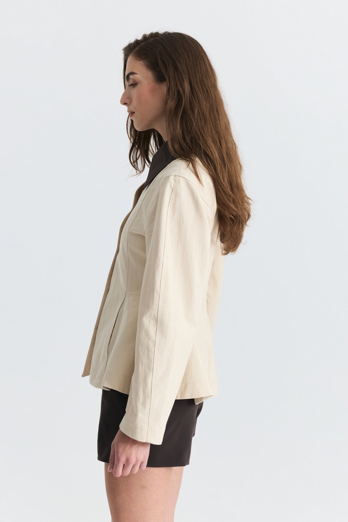 Contrast Collar Jacket with Pin Details