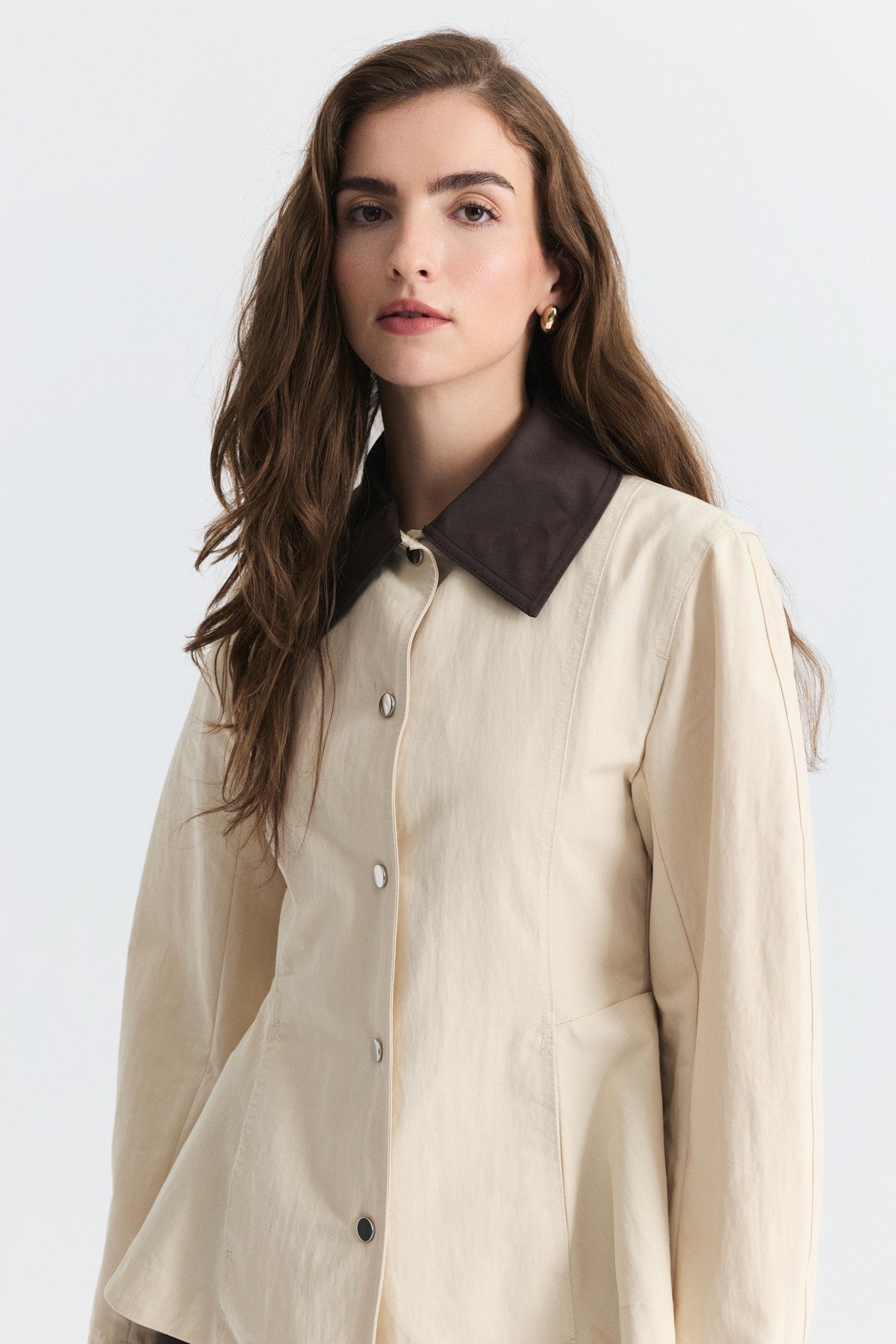 Contrast Collar Jacket with Pin Details