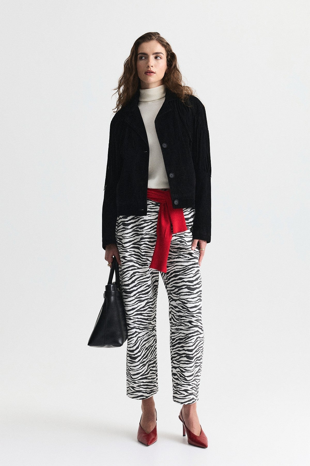 Faux Suede Jacket with Fringe