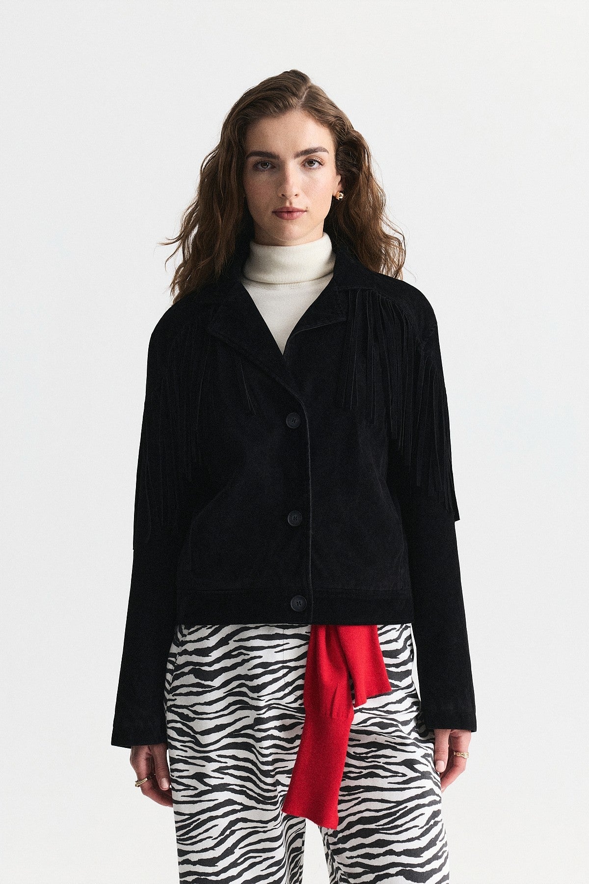 Faux Suede Jacket with Fringe