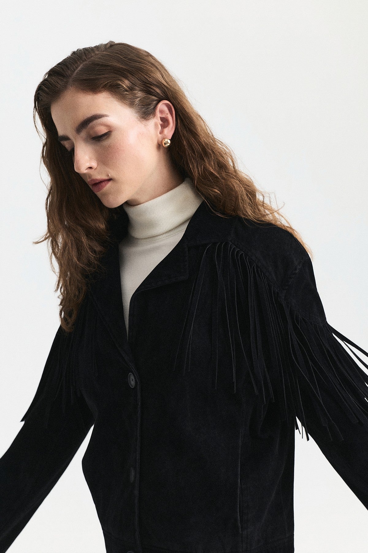 Faux Suede Jacket with Fringe